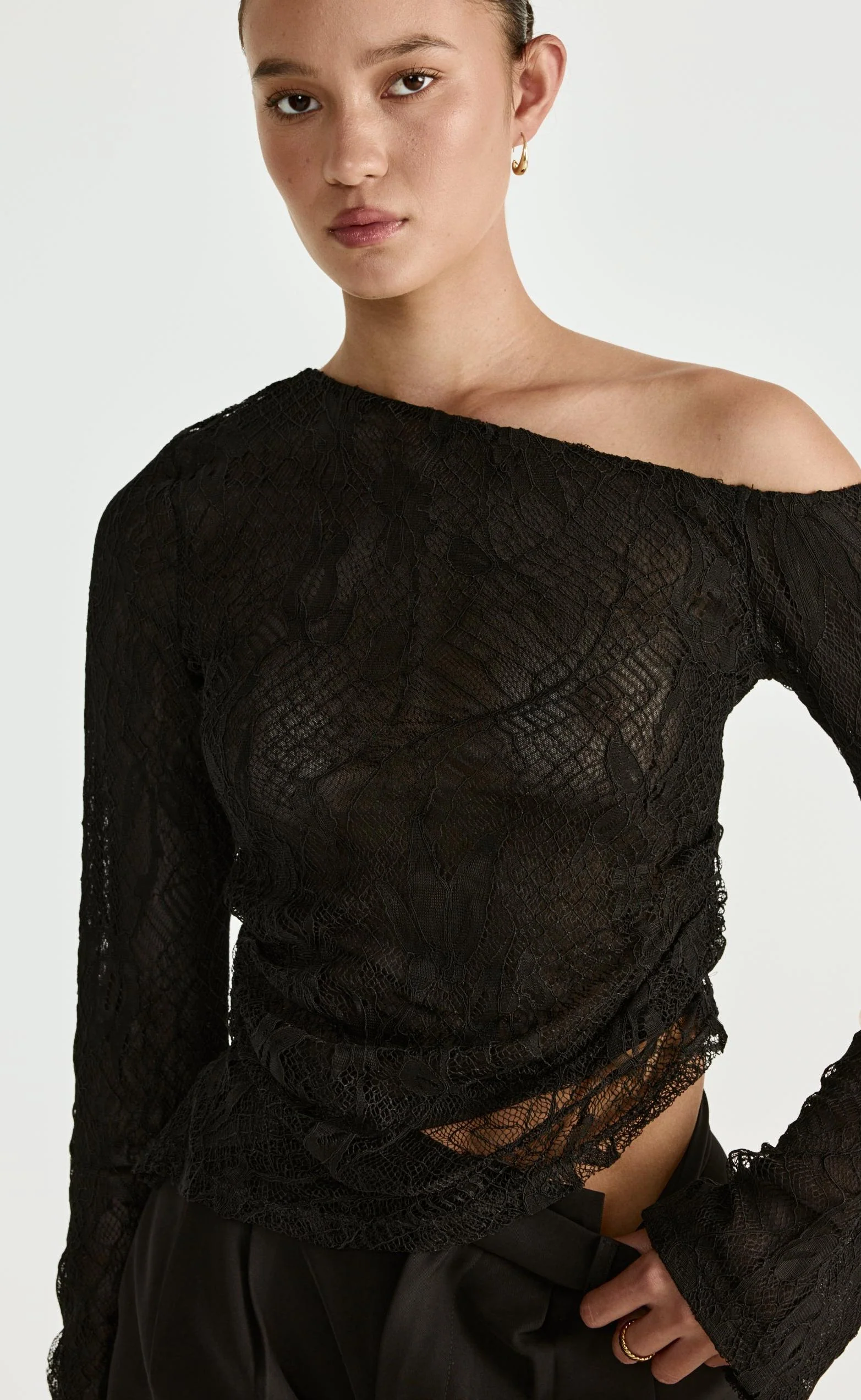 Abril Long Sleeve Top (Black) - Image 2