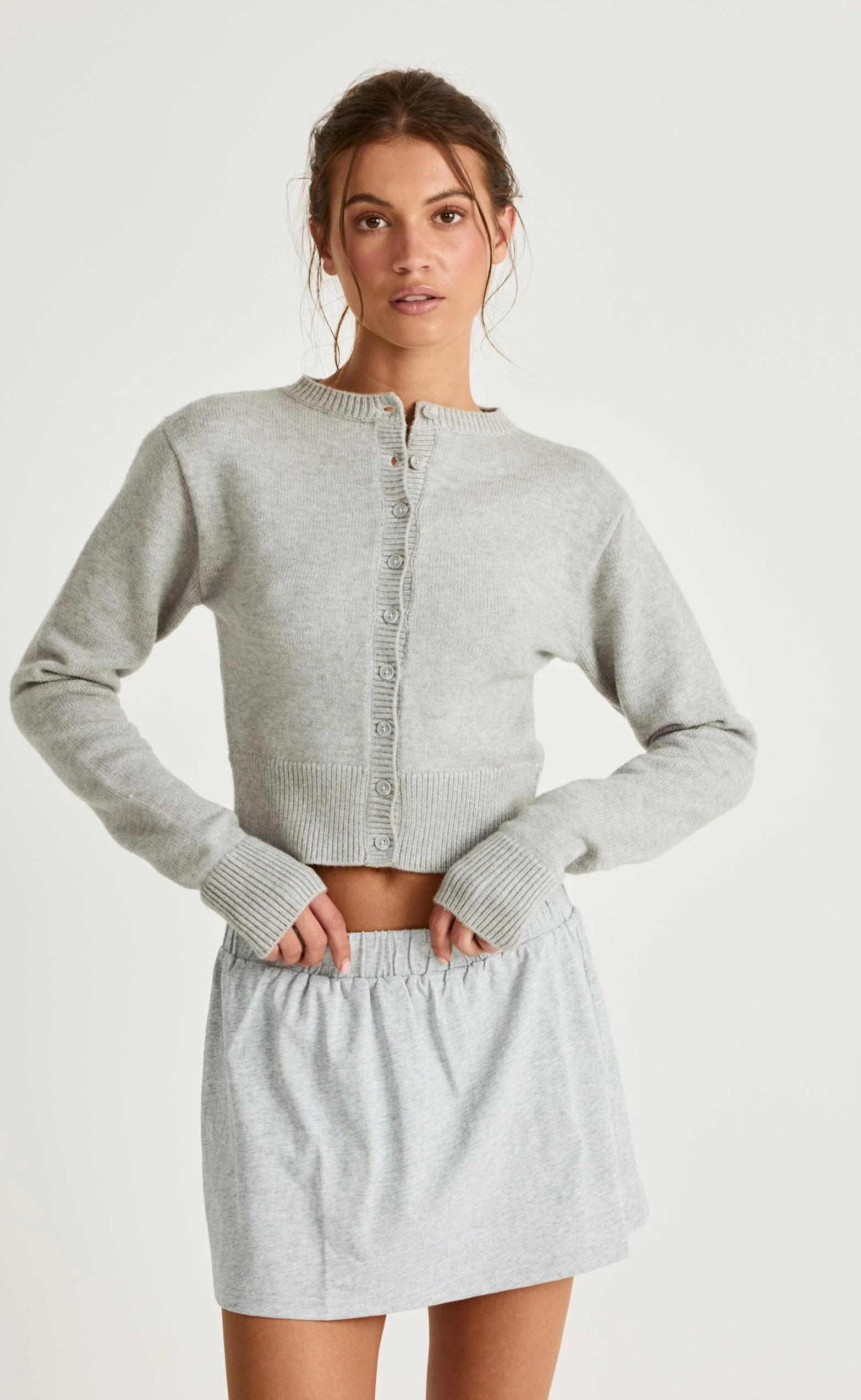 Adelaide Mini Skirt (Grey Marle) - Image 3
