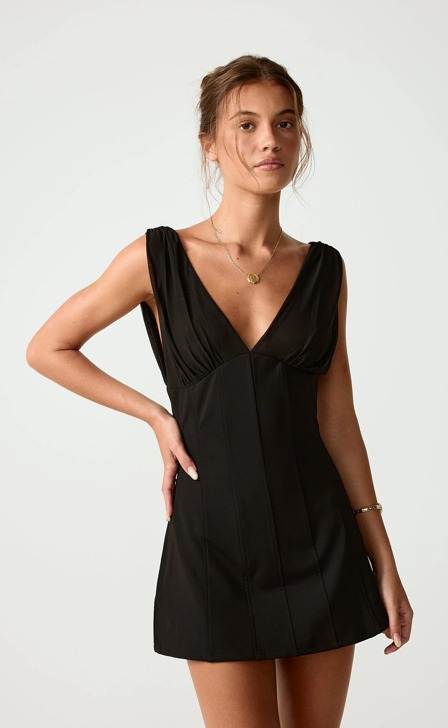 Agnes Mini Dress (Black) - Image 6