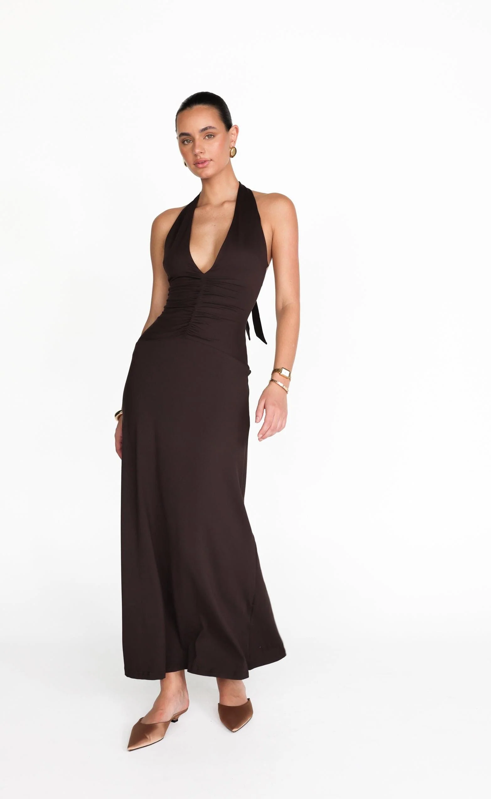 Araminta Maxi Dress (Chocolate) - Image 2