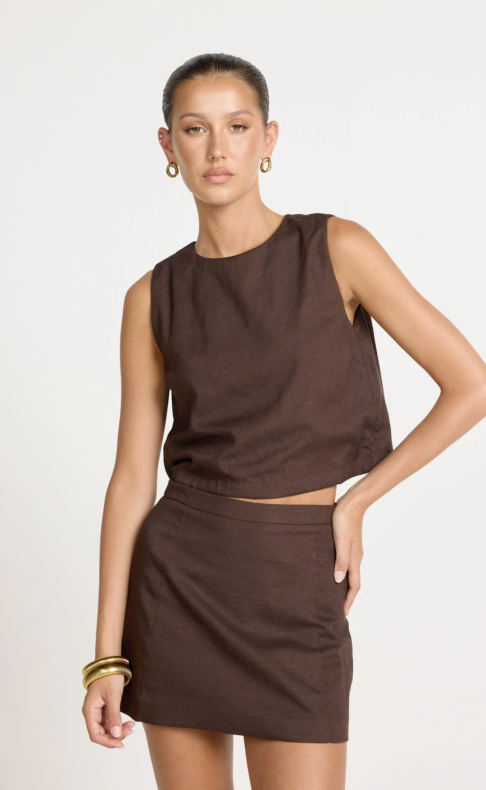 Beckett Mini Skirt (Chocolate) - Image 2