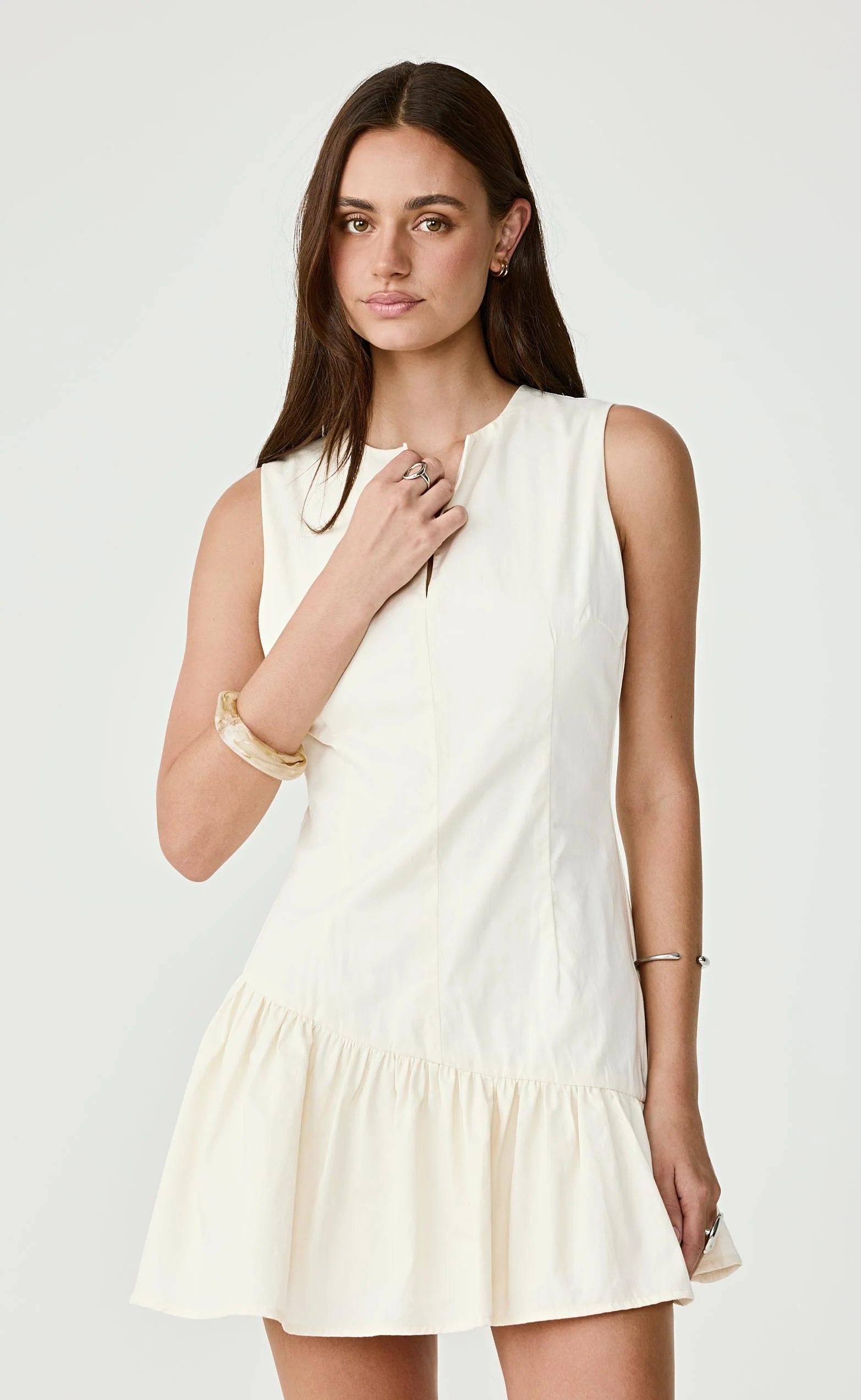 Caden Mini Dress (Cream) - Image 3