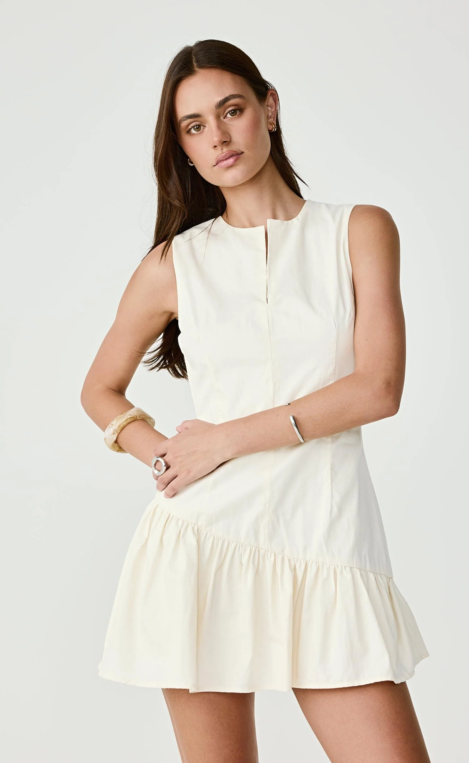 Caden Mini Dress (Cream) - Image 6
