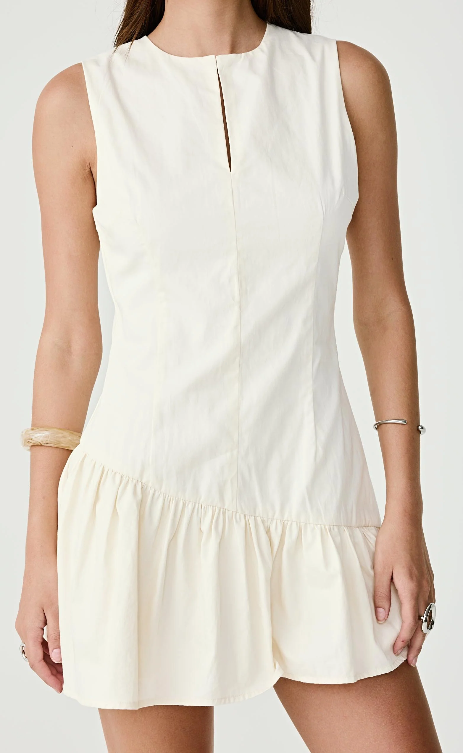 Caden Mini Dress (Cream) - Image 9