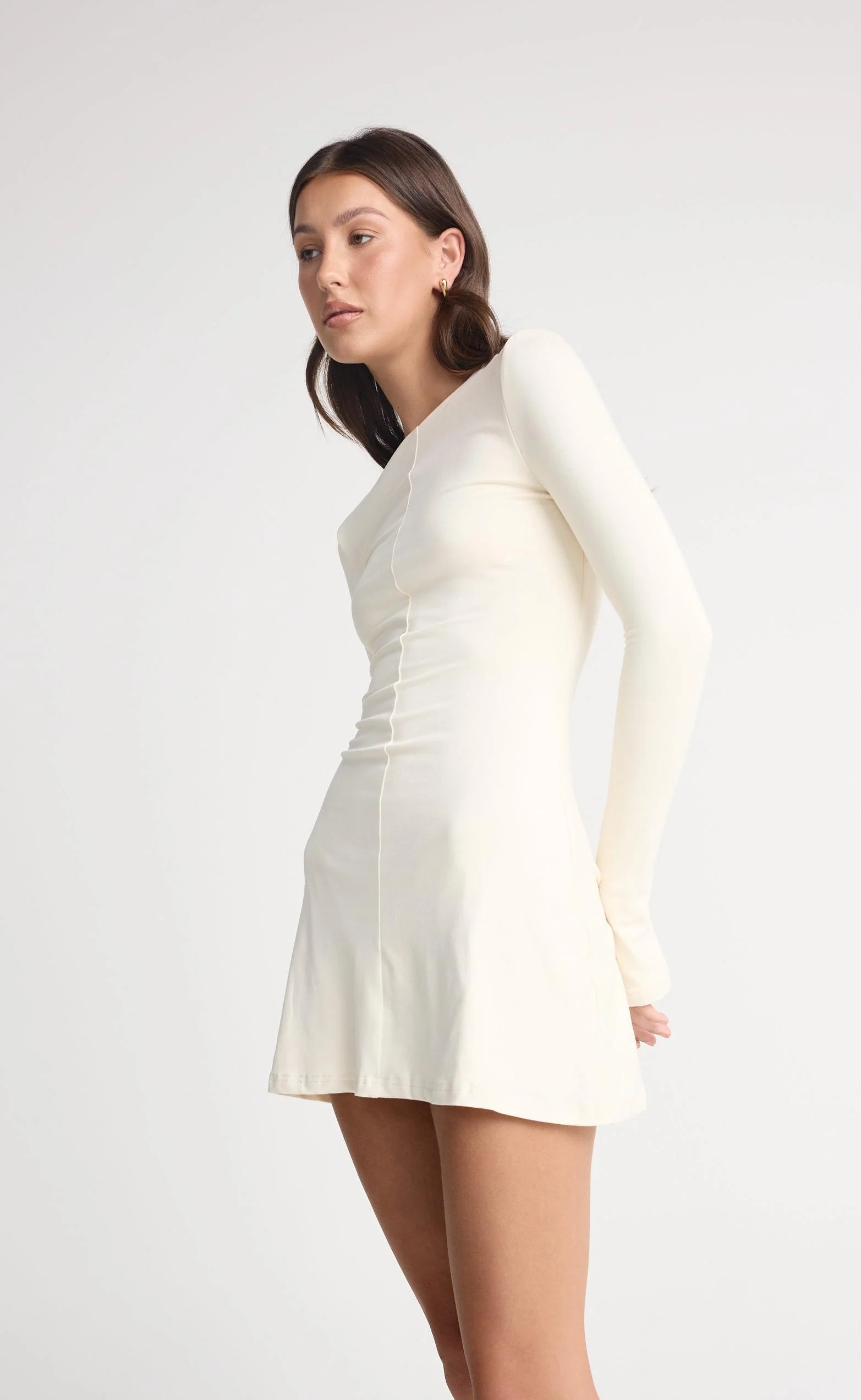 Carmie Long Sleeve Mini Dress (Oat) - Image 5