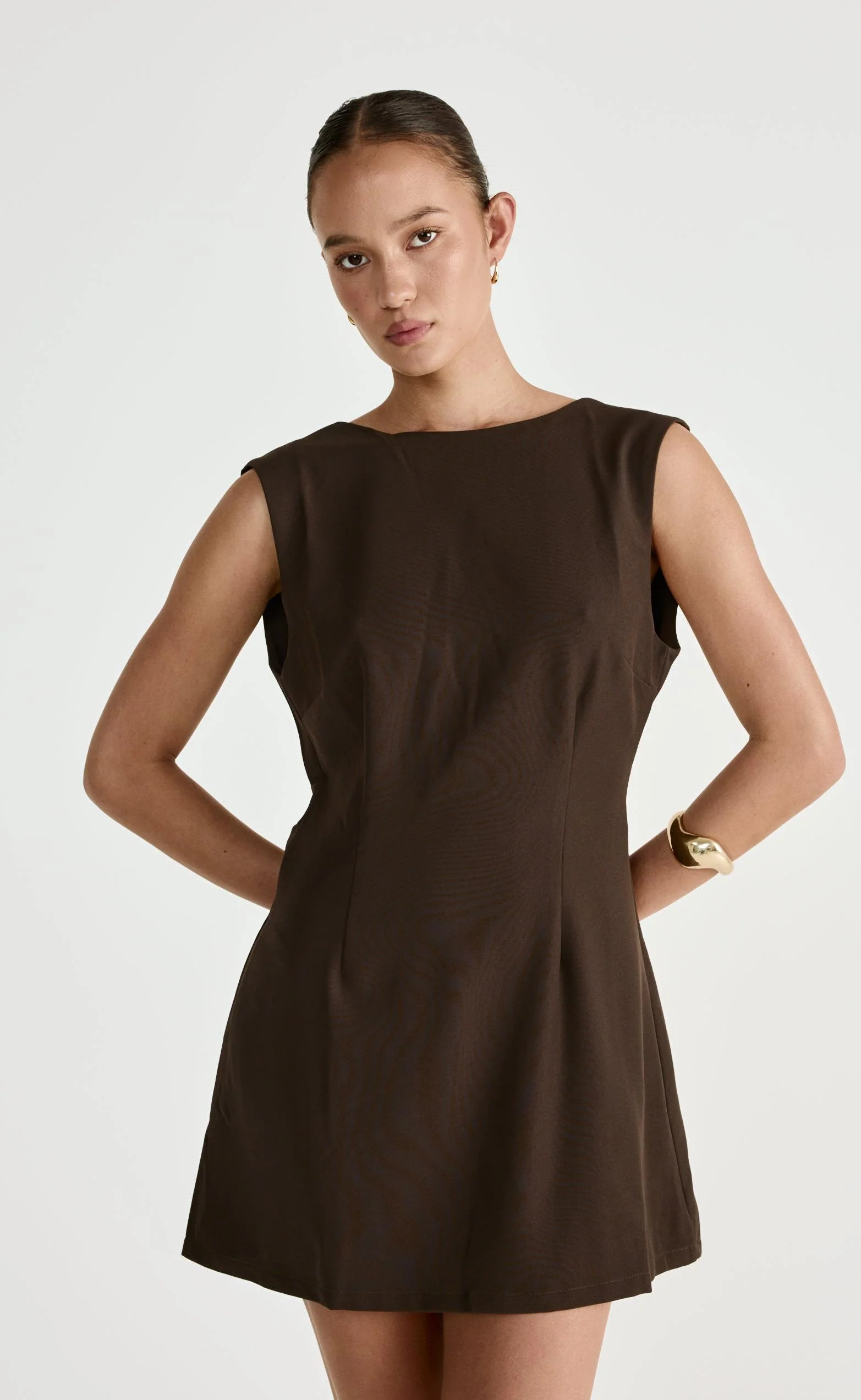 Cedric Mini Dress (Chocolate) - Image 2