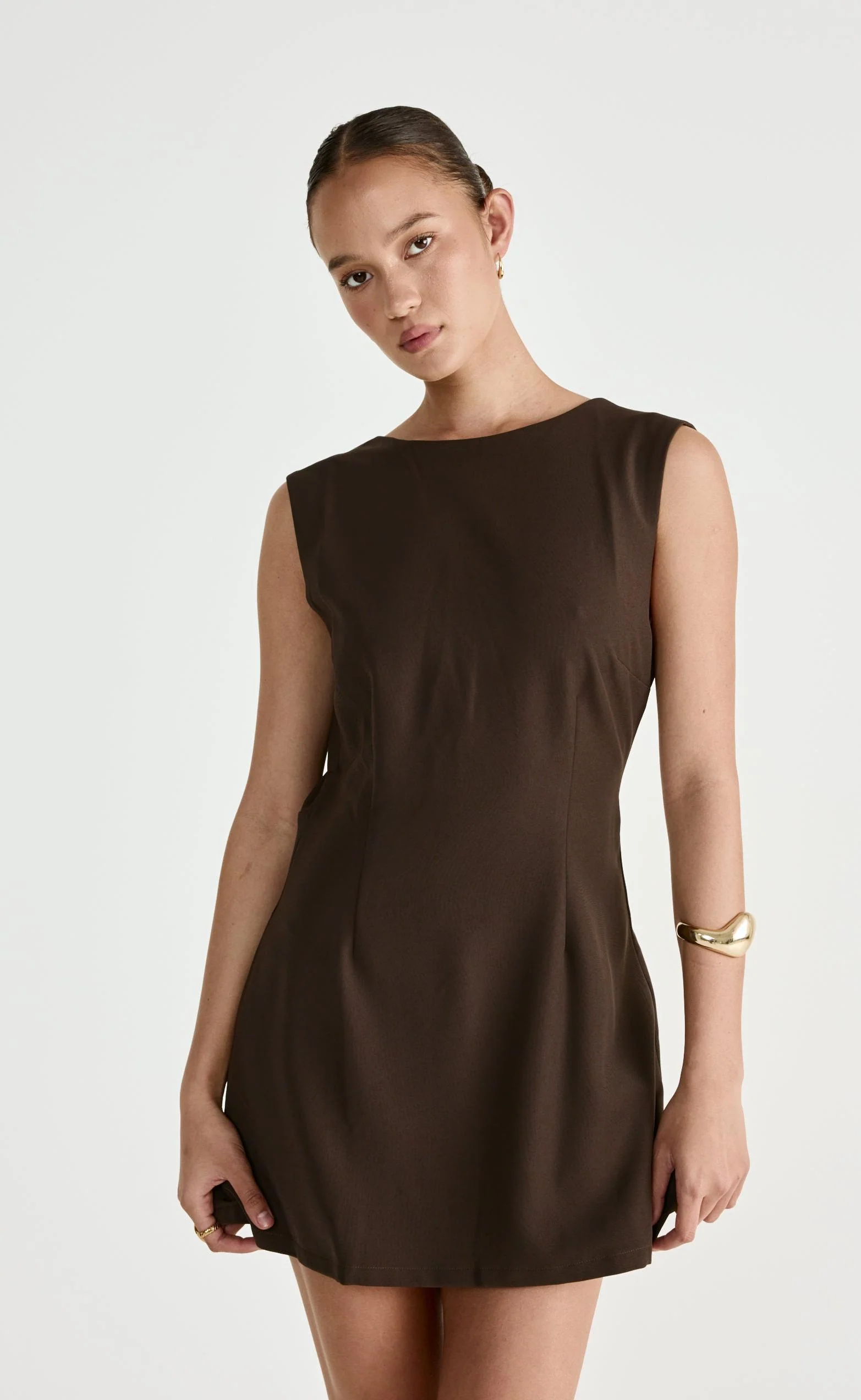 Cedric Mini Dress (Chocolate) - Image 3