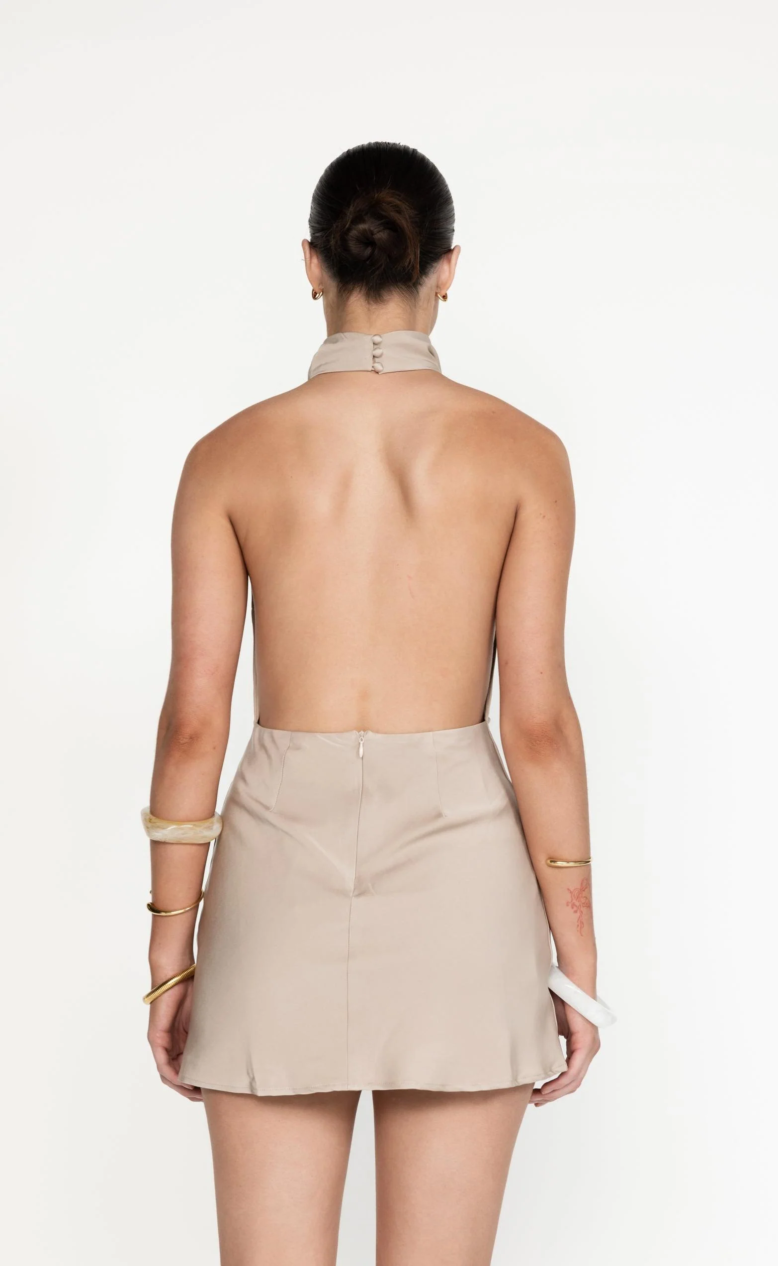 Clara Mini Dress (Beige) - Image 6