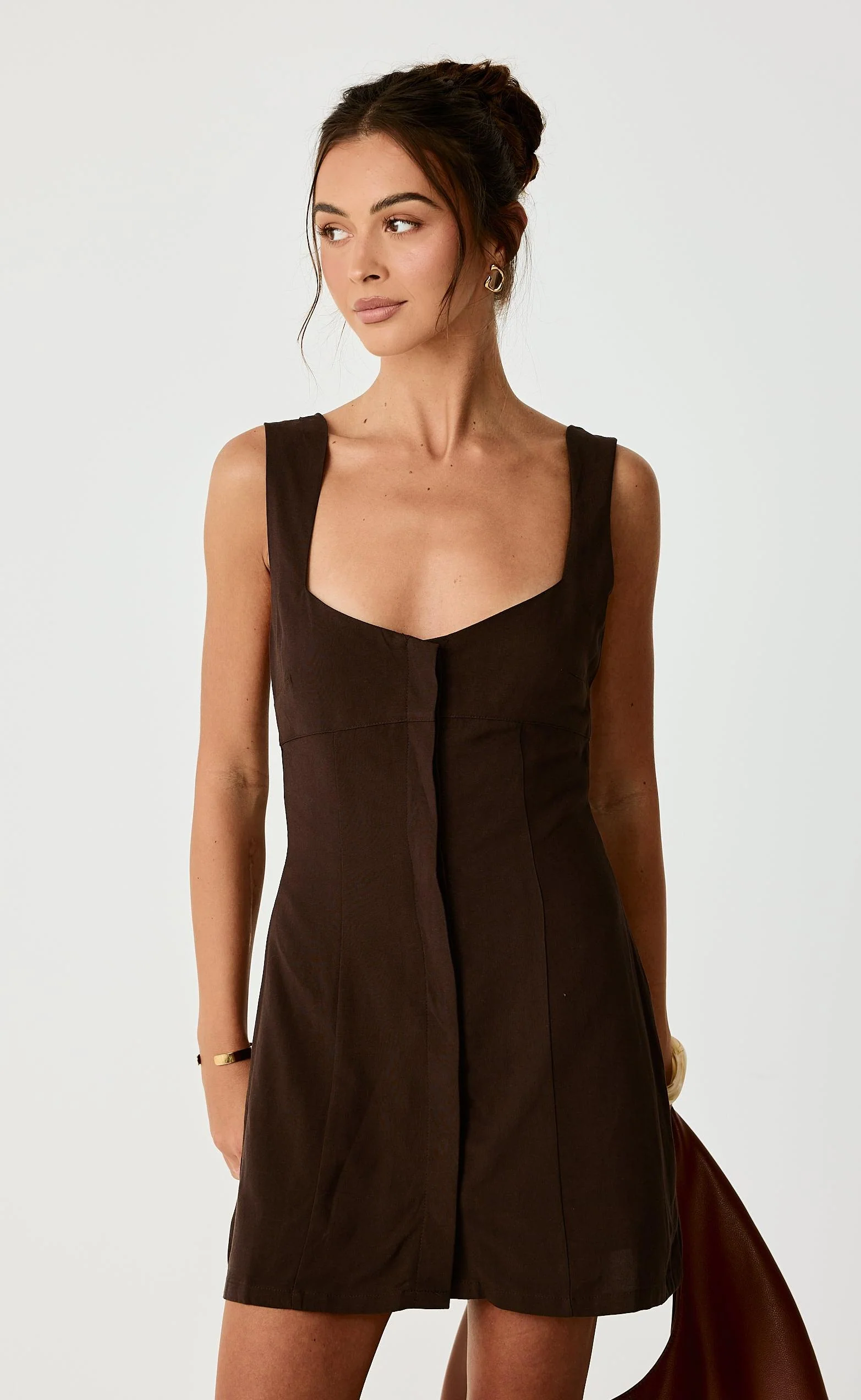 Conway Mini Dress (Chocolate) - Image 3