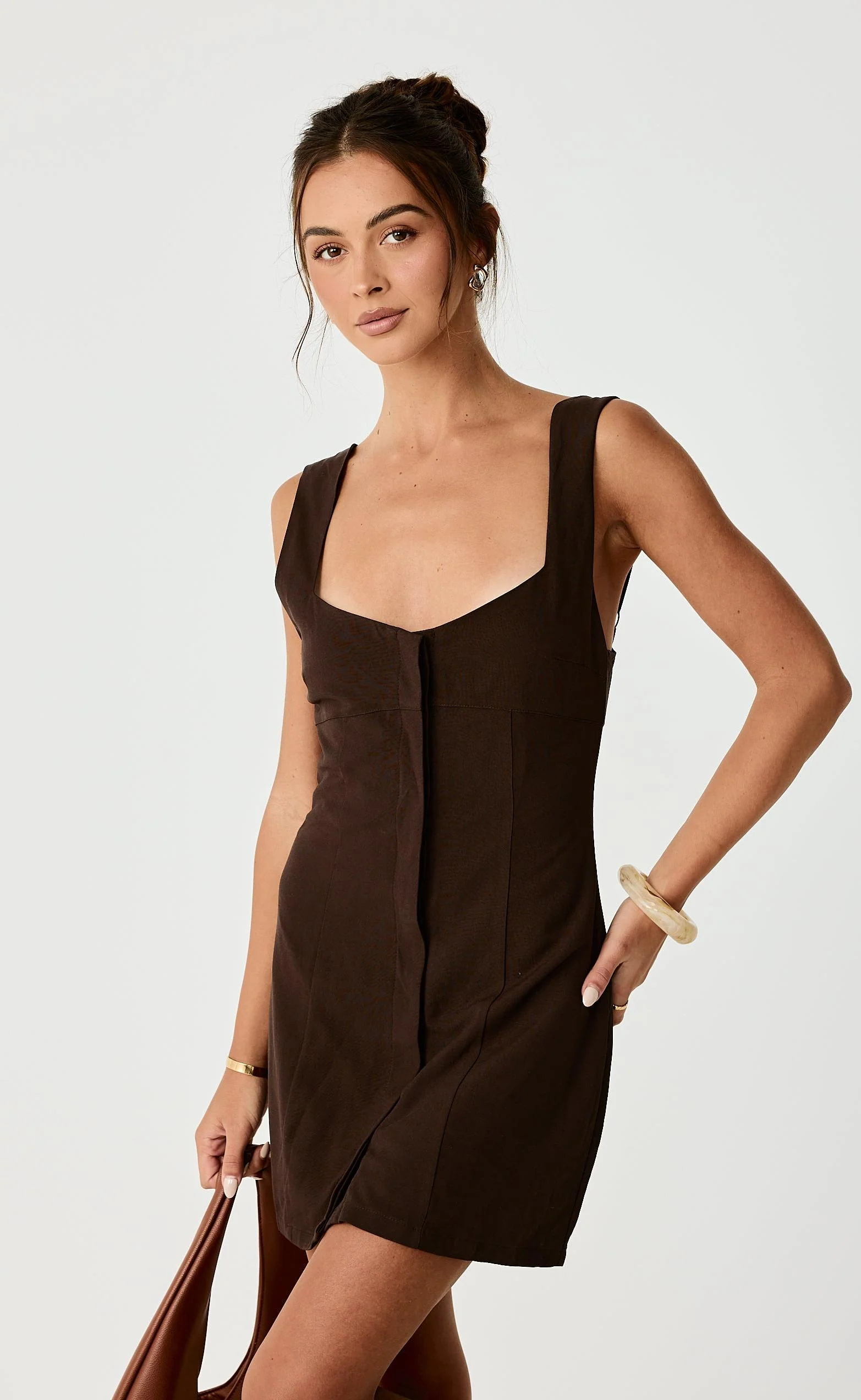 Conway Mini Dress (Chocolate) - Image 6