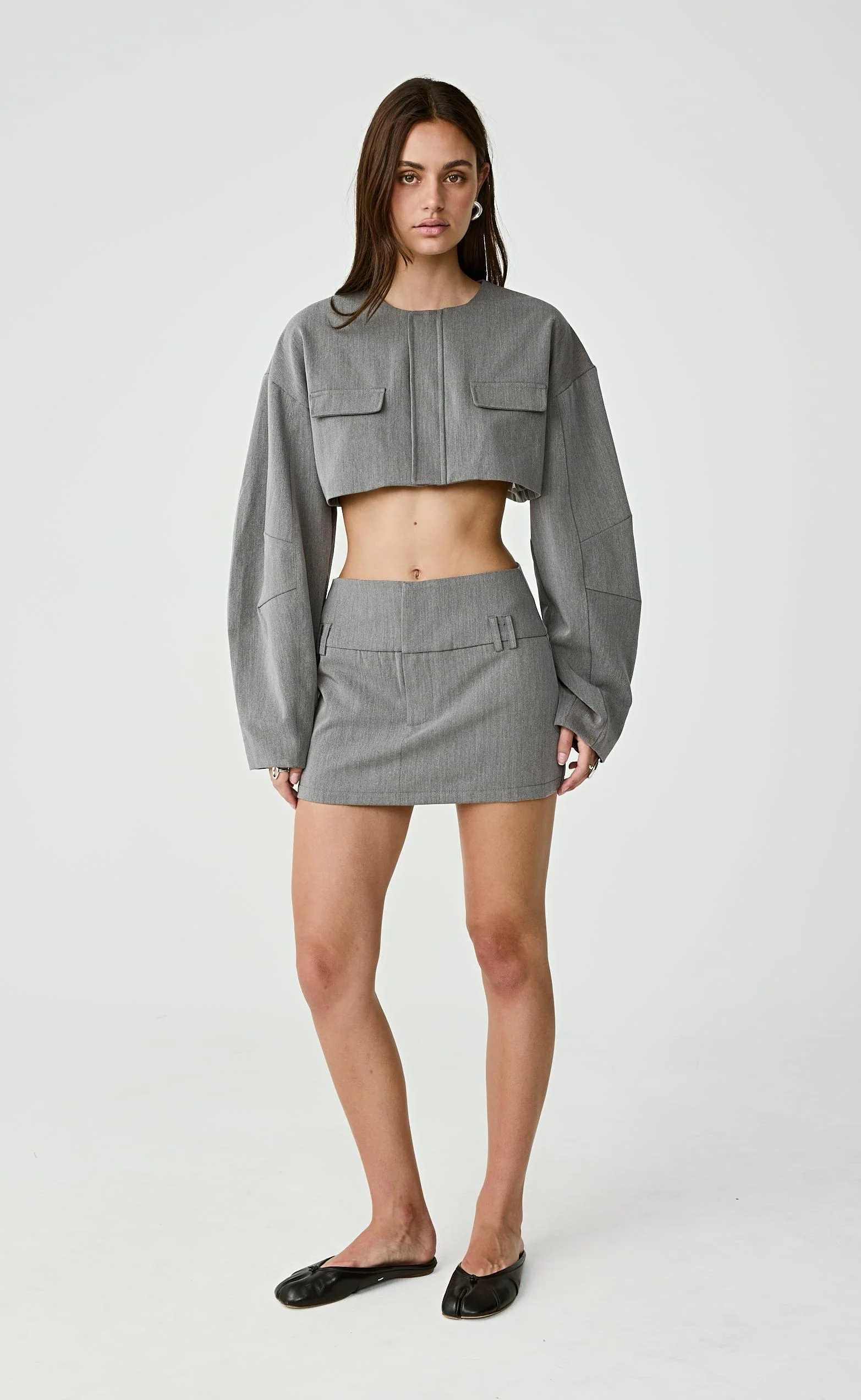 Dillon Mini Skirt (Grey) - Image 5