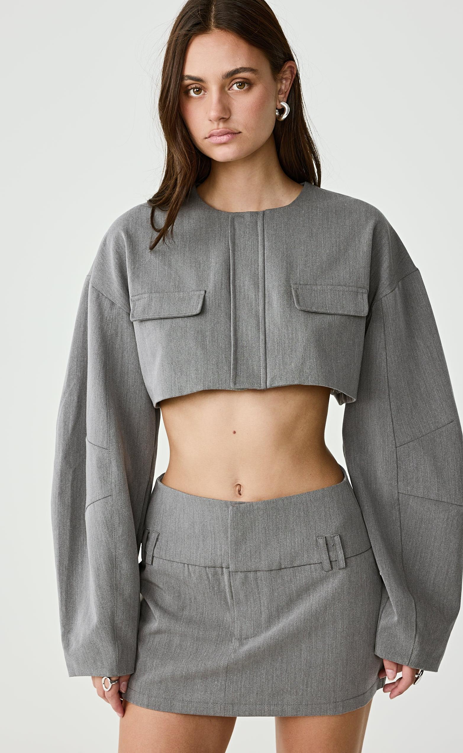 Dillon Mini Skirt (Grey) - Image 7