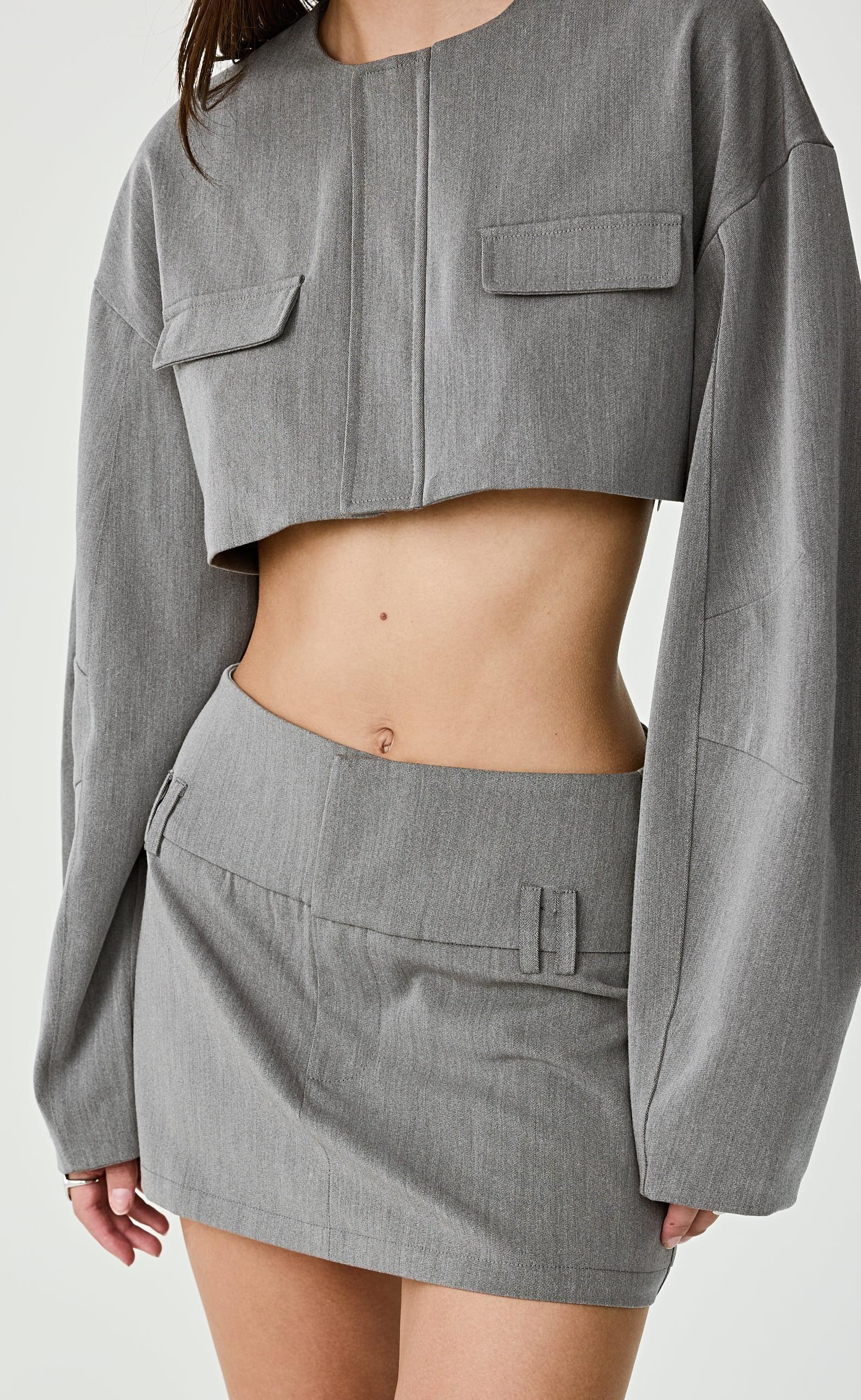 Dillon Mini Skirt (Grey) - Image 8