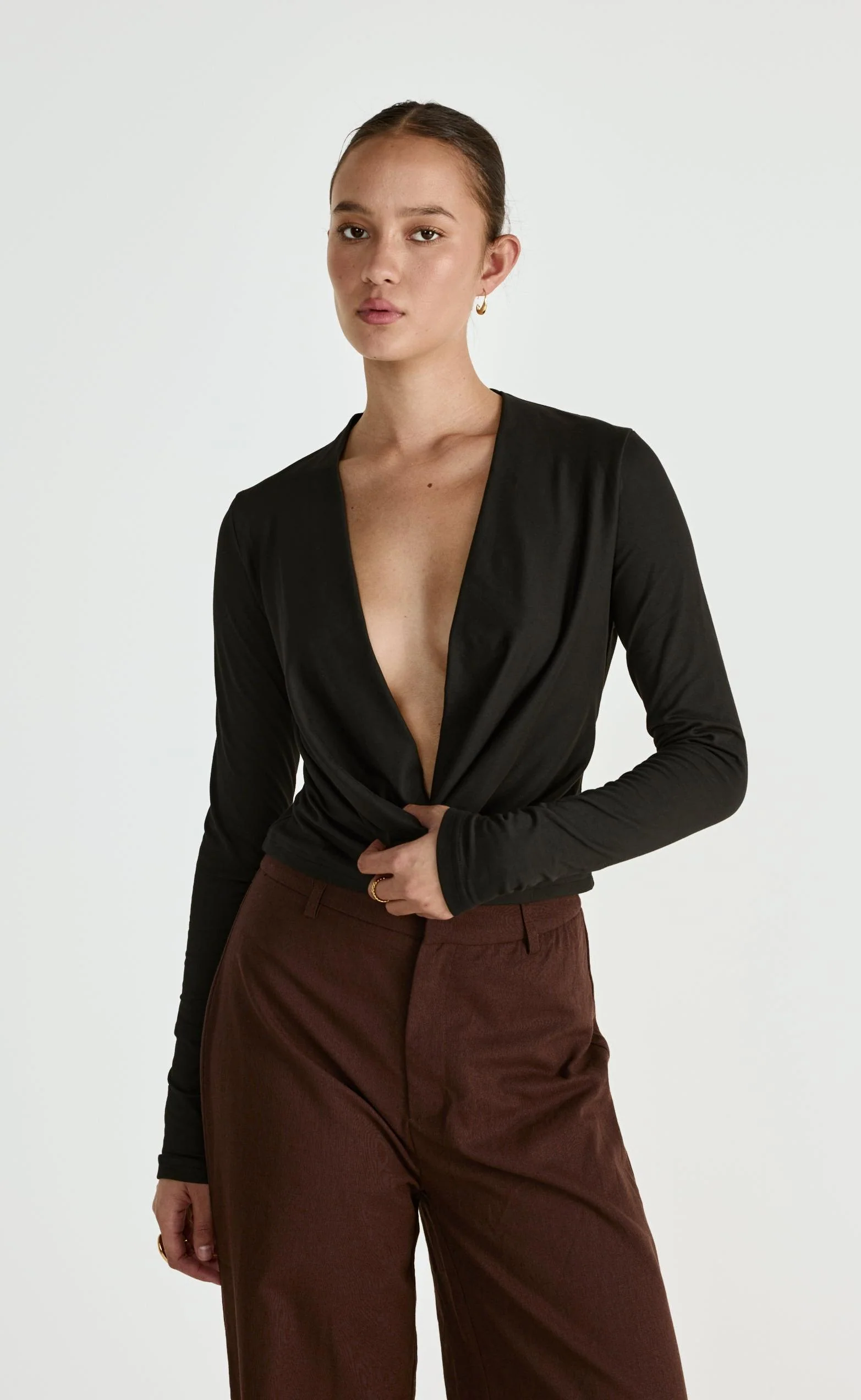 Dimitri Long Sleeve Top (Black) - Image 2