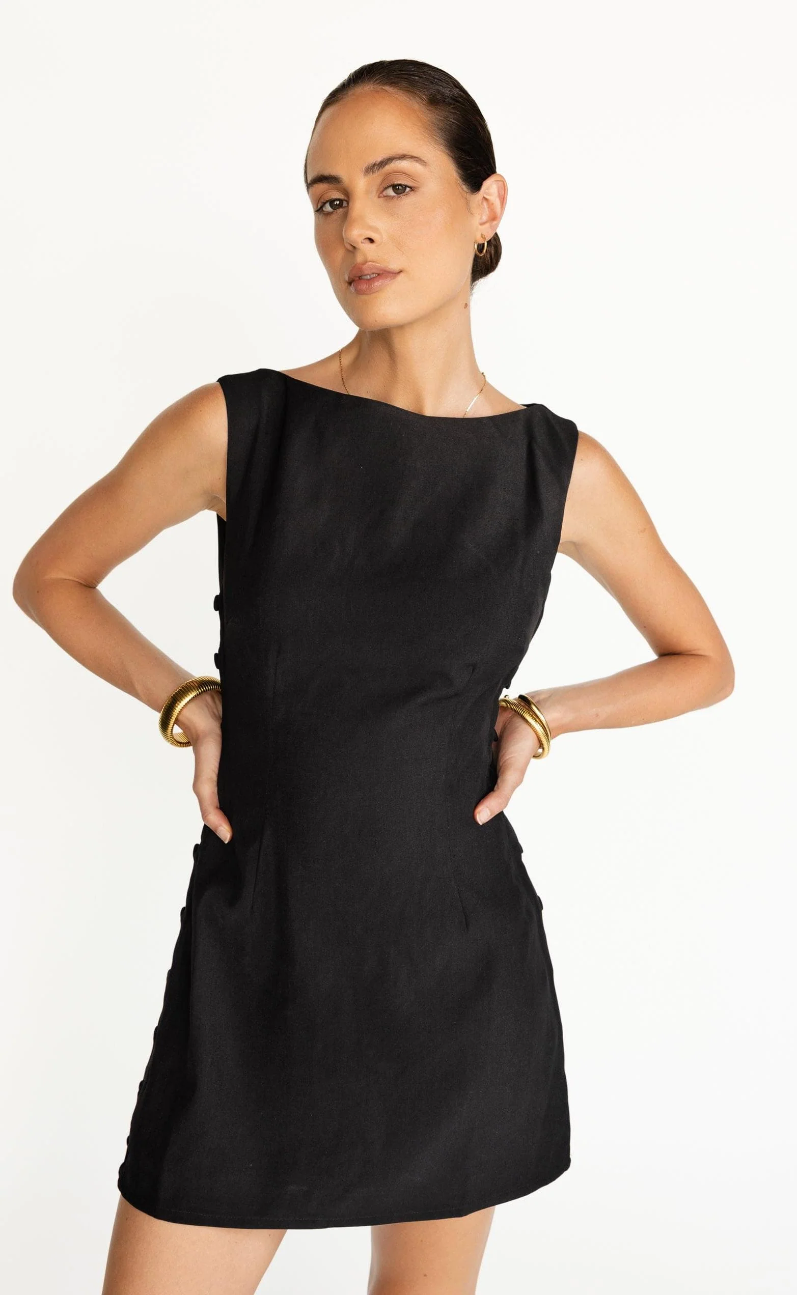 Elowen Mini Dress (Black) - Image 3