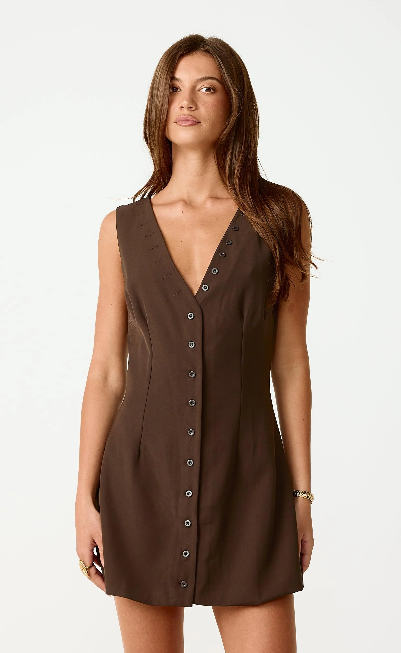 Escape Mini Dress (Chocolate) - Image 8