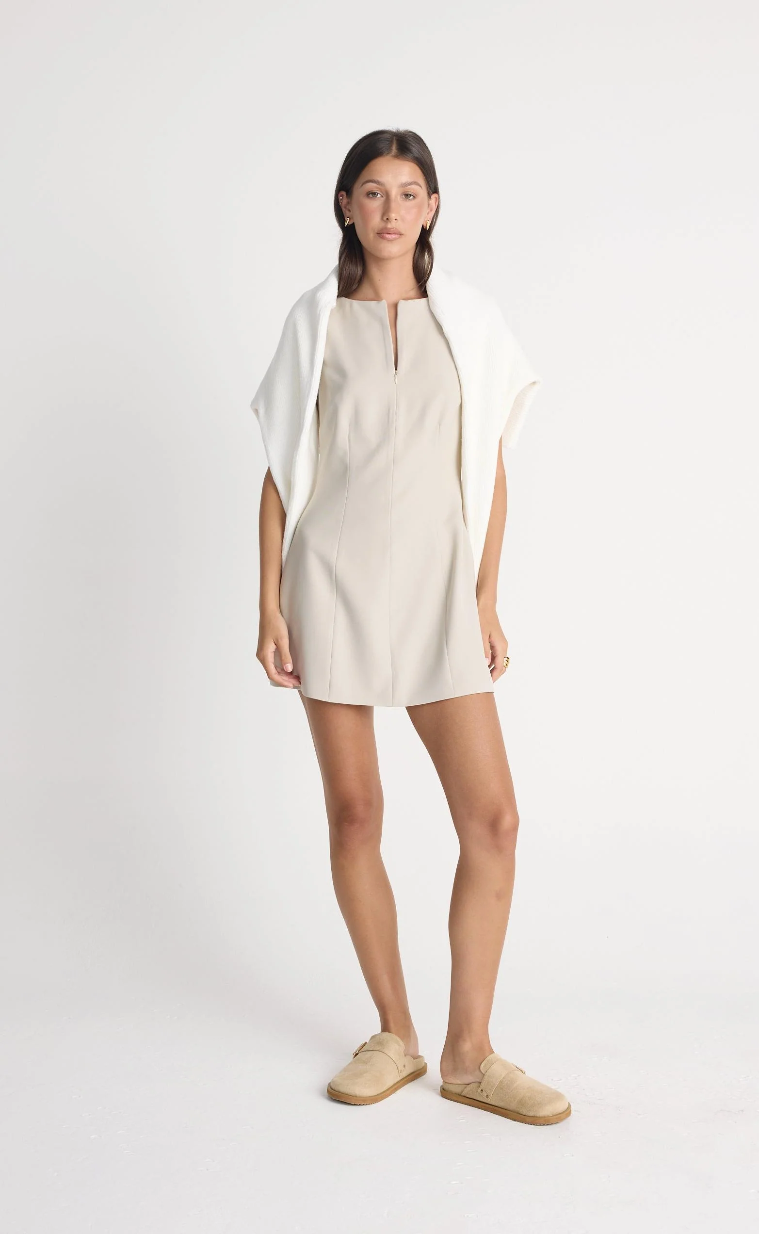 Everest Mini Dress (Beige) - Image 4