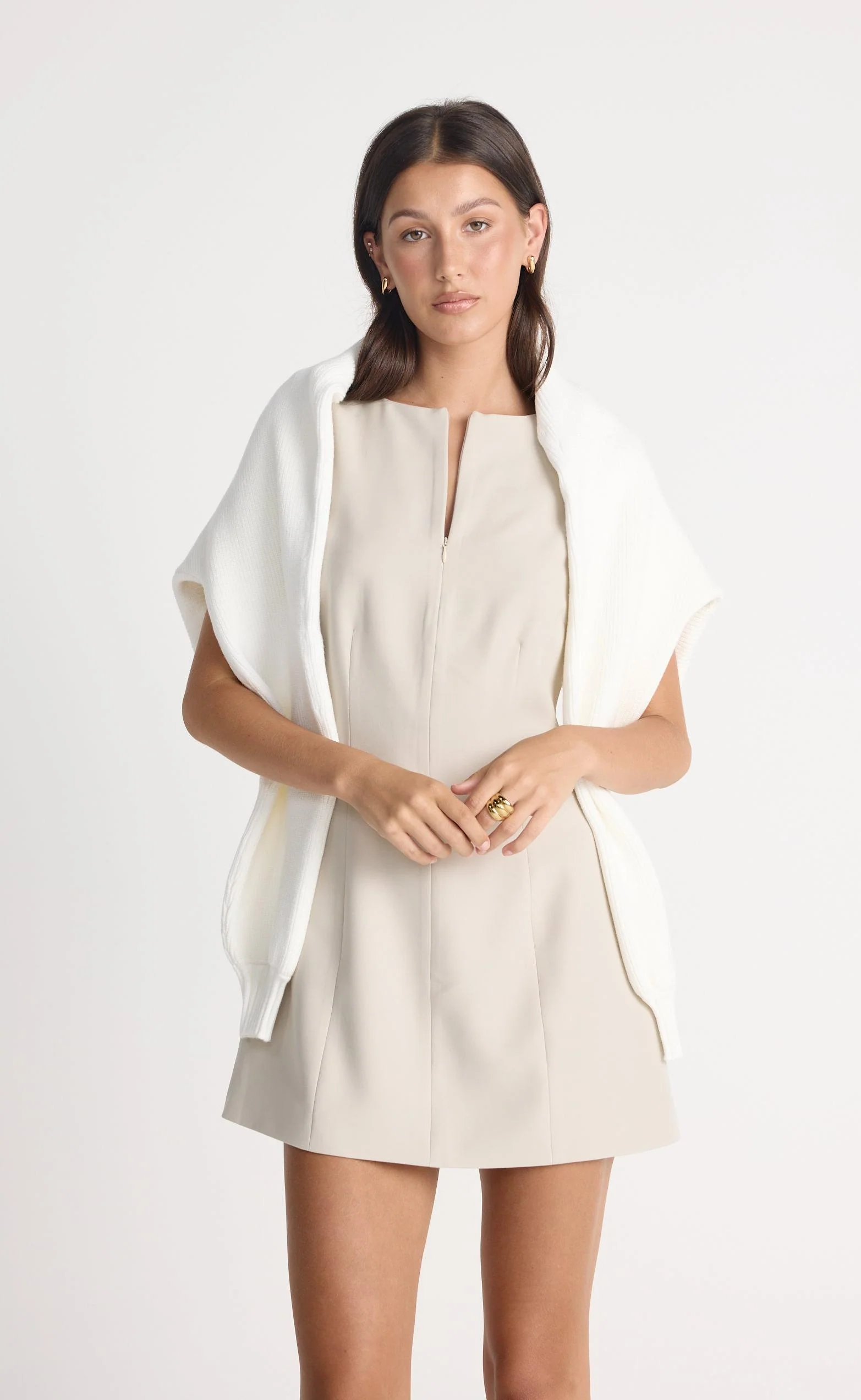 Everest Mini Dress (Beige) - Image 9
