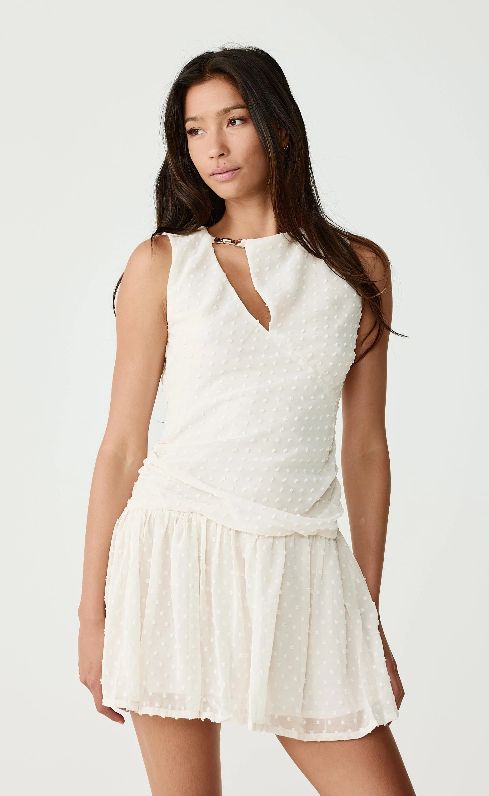 Fia Mini Dress (Cream) - Image 2