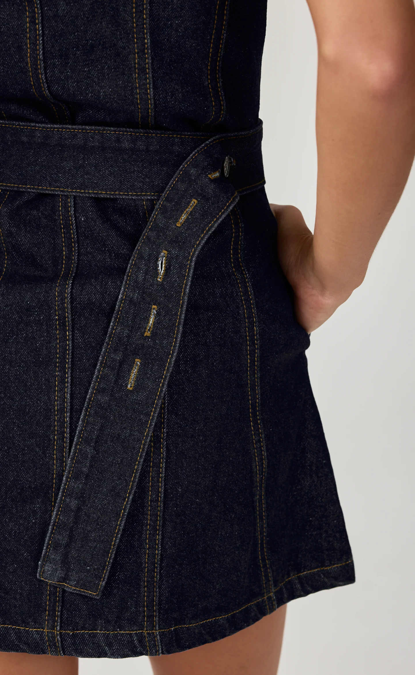 Heath Mini Dress (Navy Blue Denim) - Image 3