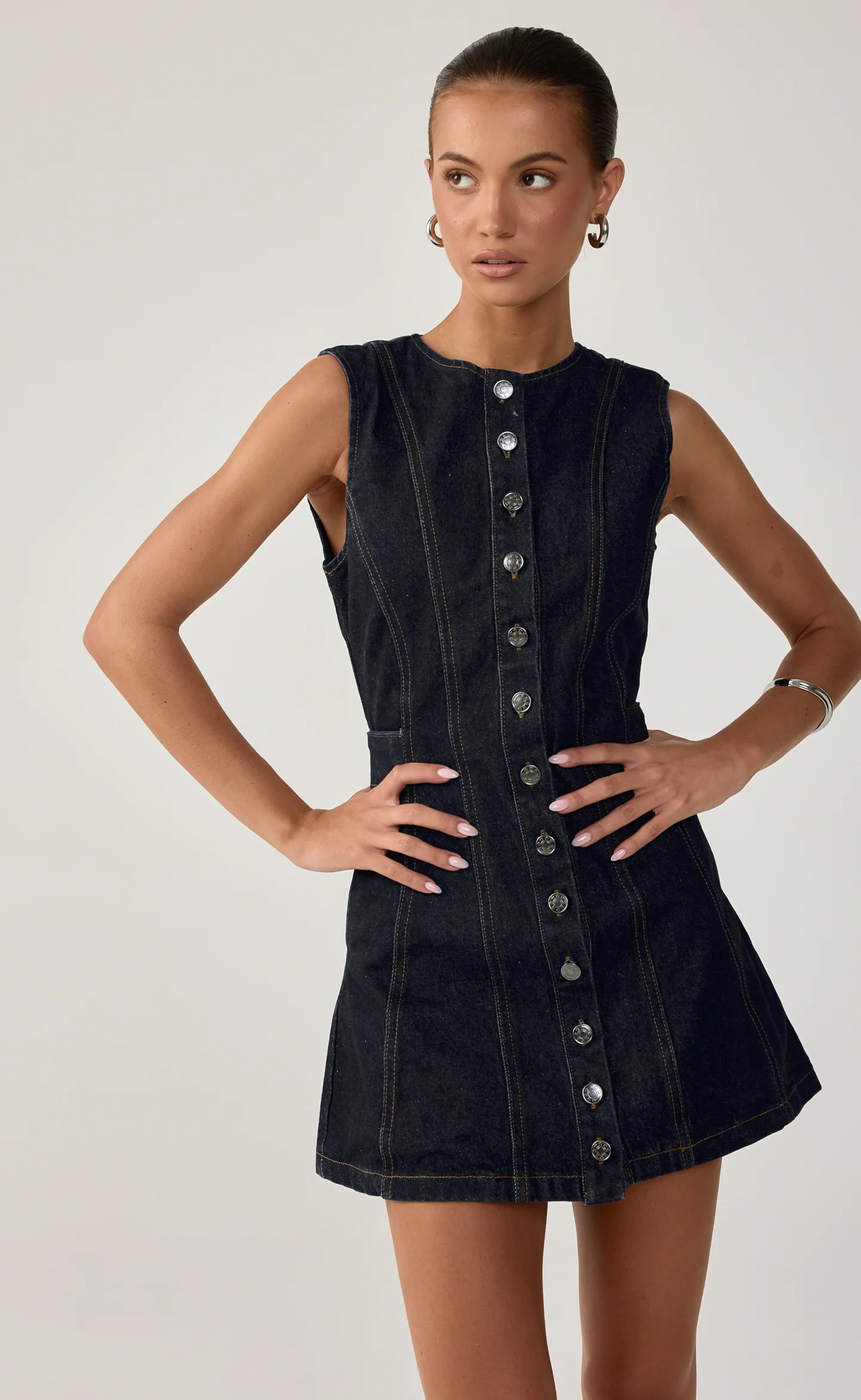 Heath Mini Dress (Navy Blue Denim) - Image 5