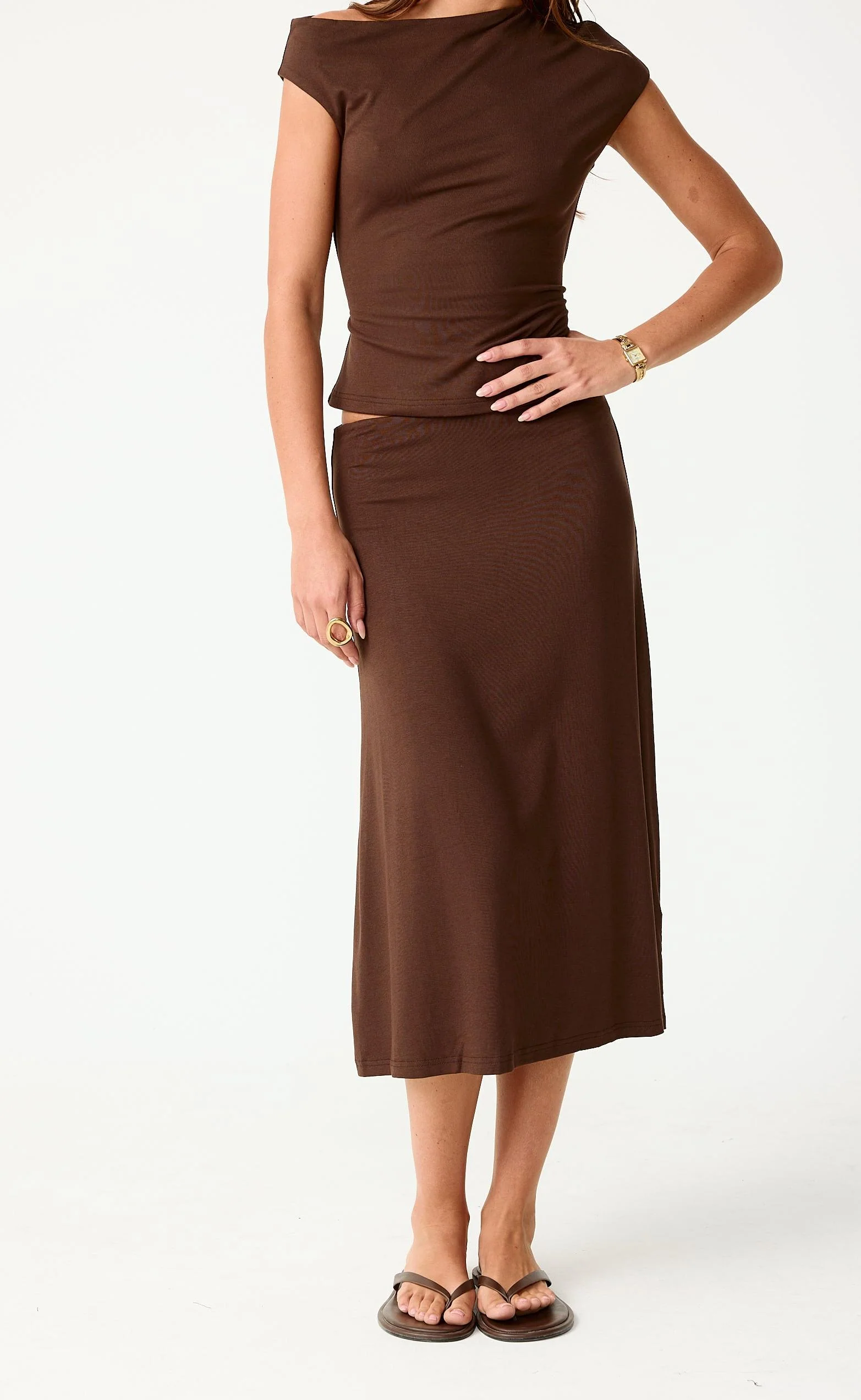Hideaway Midi Skirt (Chocolate) - Image 3
