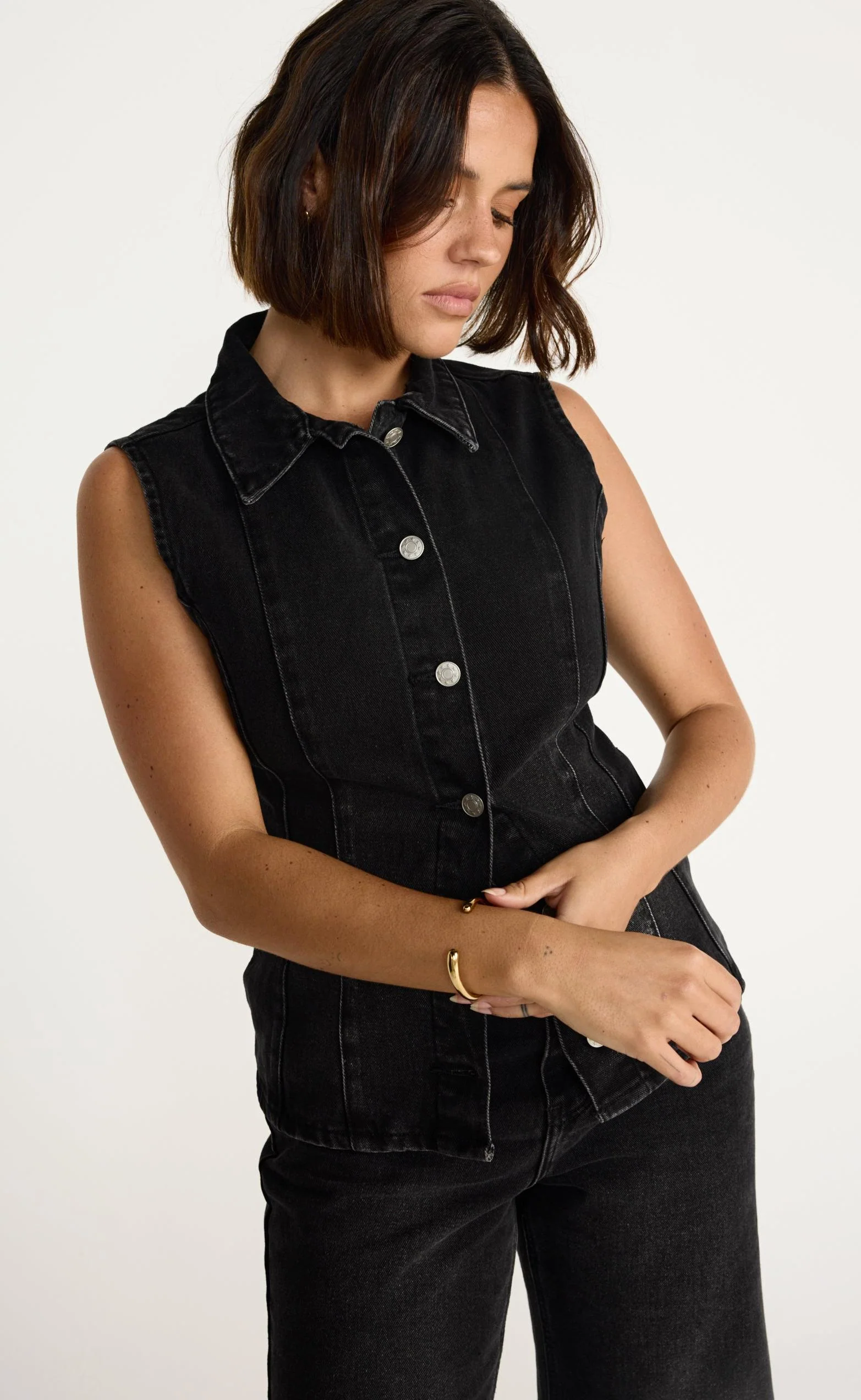 James Denim Vest (Black Faded) - Image 5