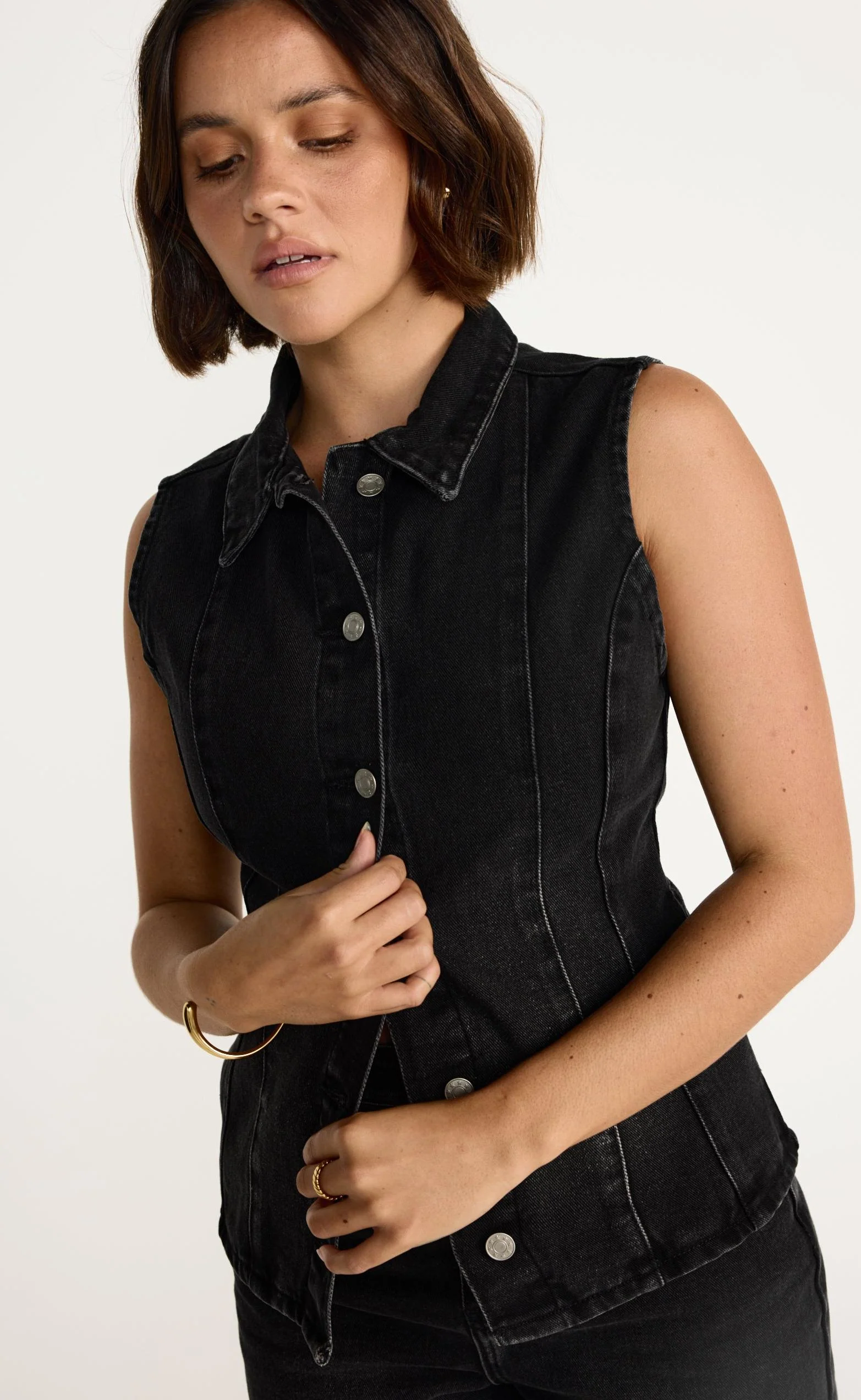 James Denim Vest (Black Faded) - Image 7