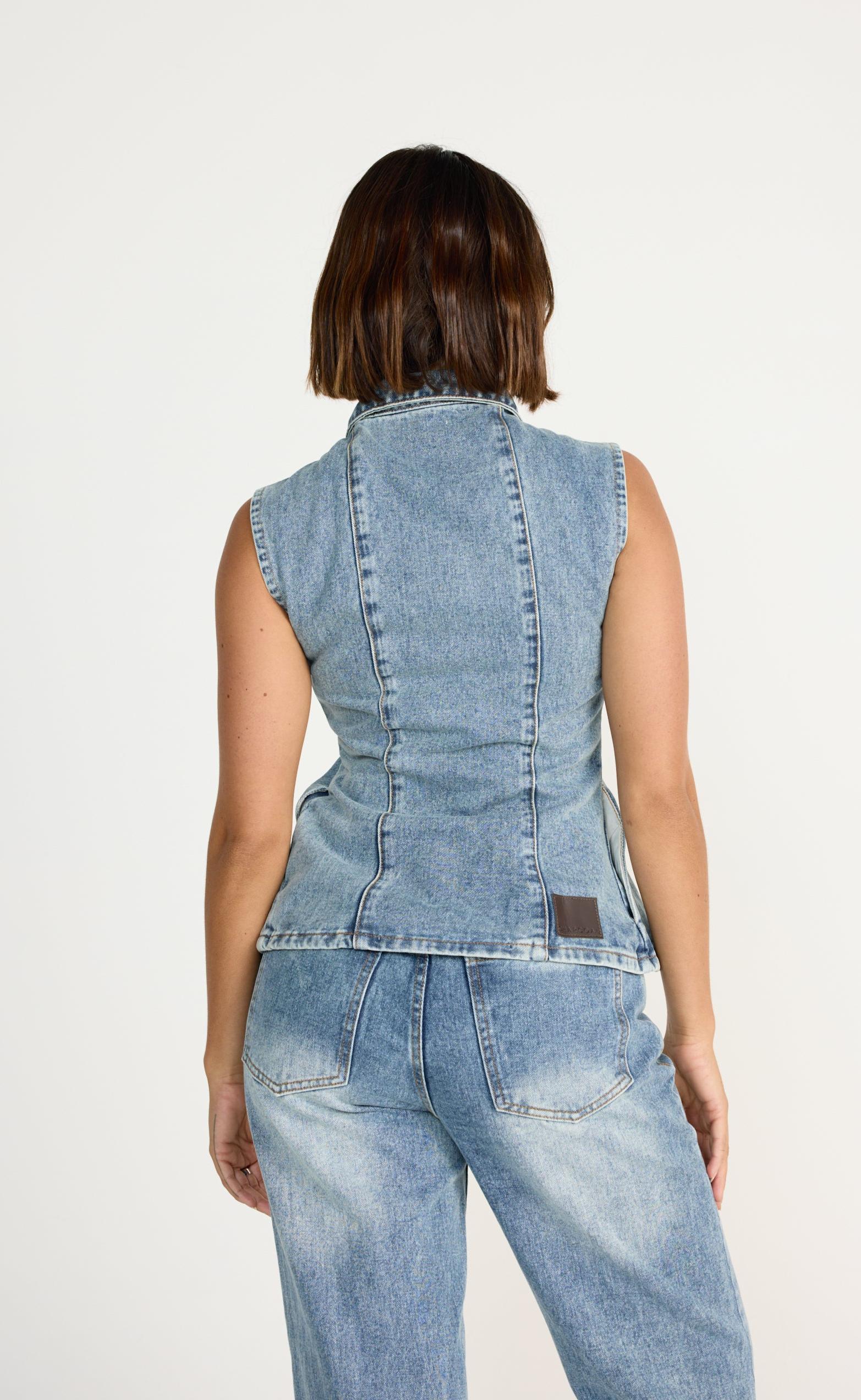 James Denim Vest (Mid Faded) - Image 3