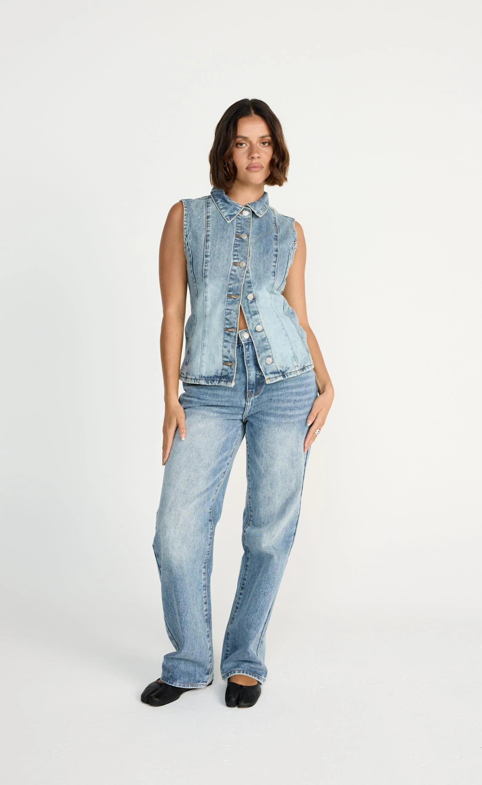 James Denim Vest (Mid Faded) - Image 4