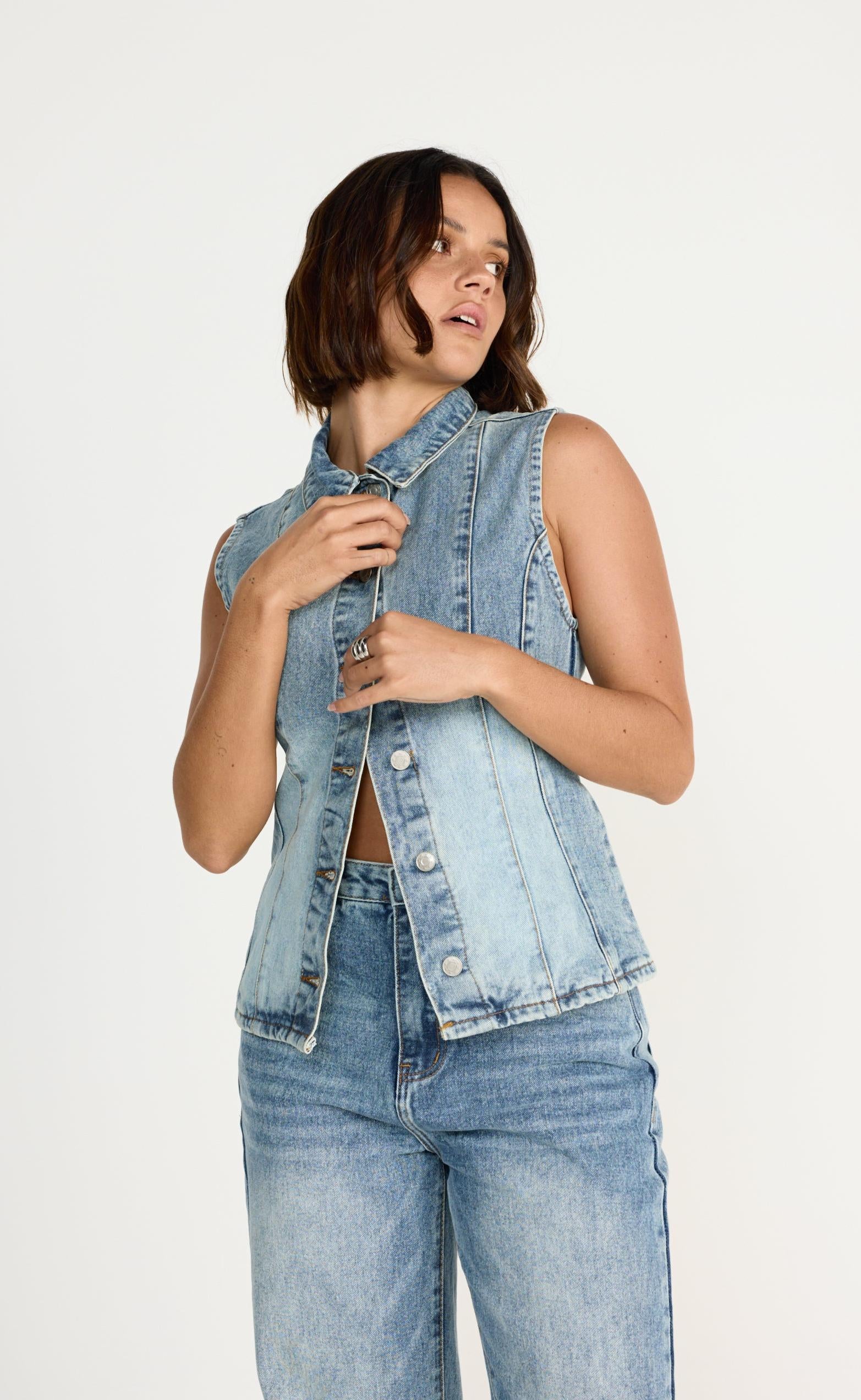 James Denim Vest (Mid Faded) - Image 6
