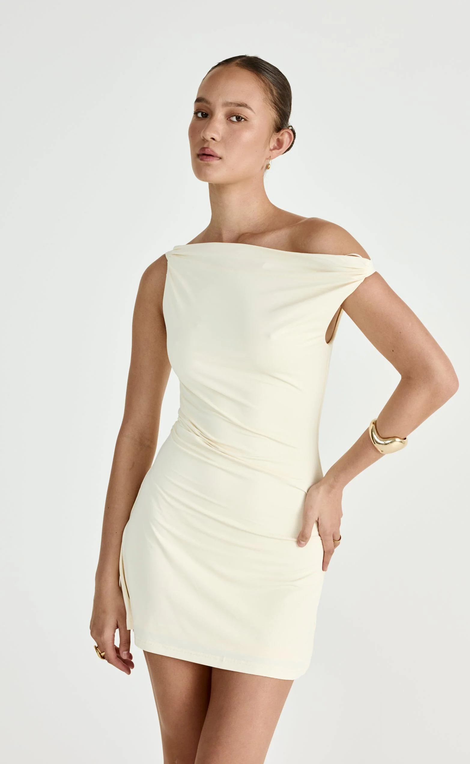 Keegan Mini Dress (Cream) - Image 4