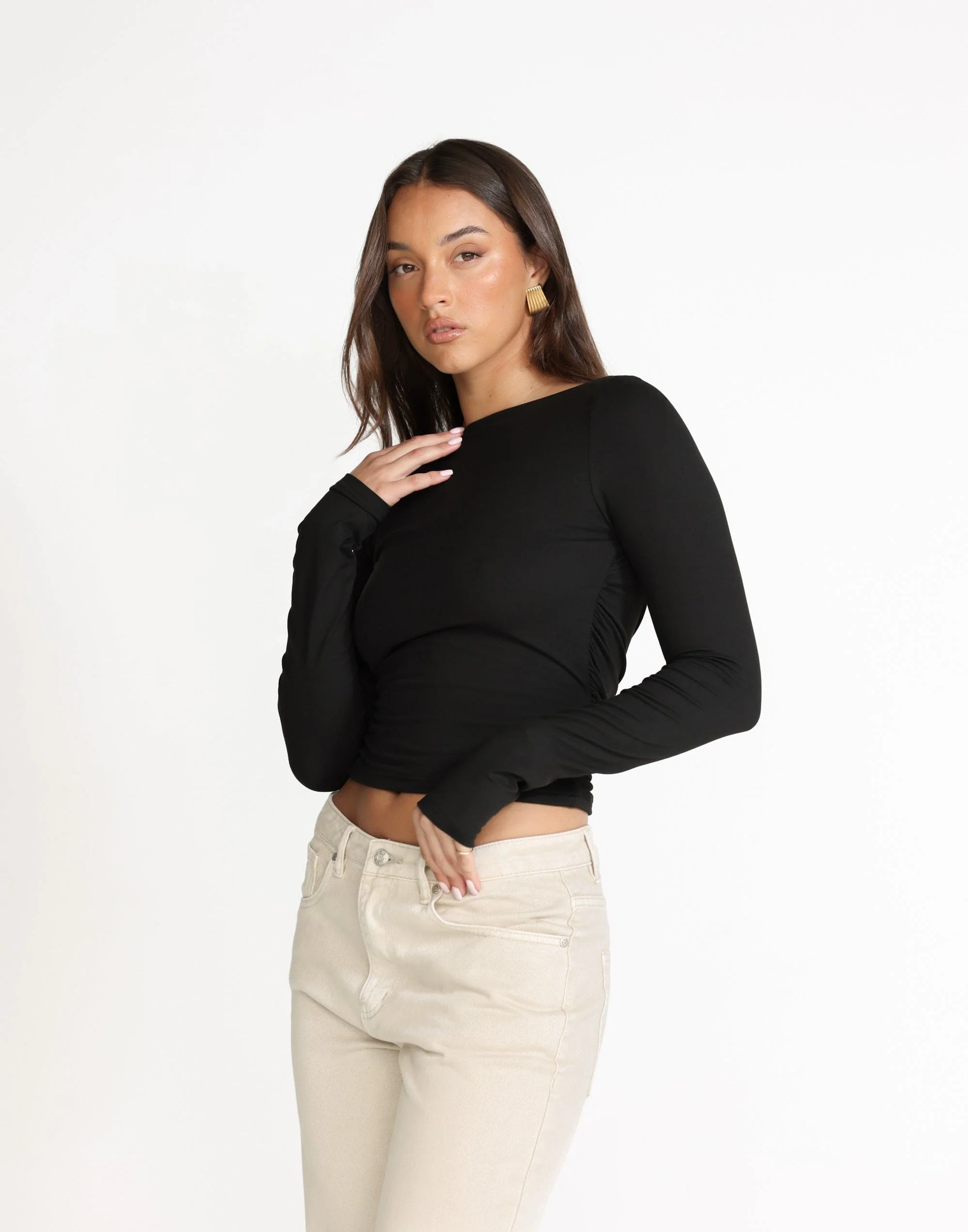 Lowen Long Sleeve Top (Black) - Image 4