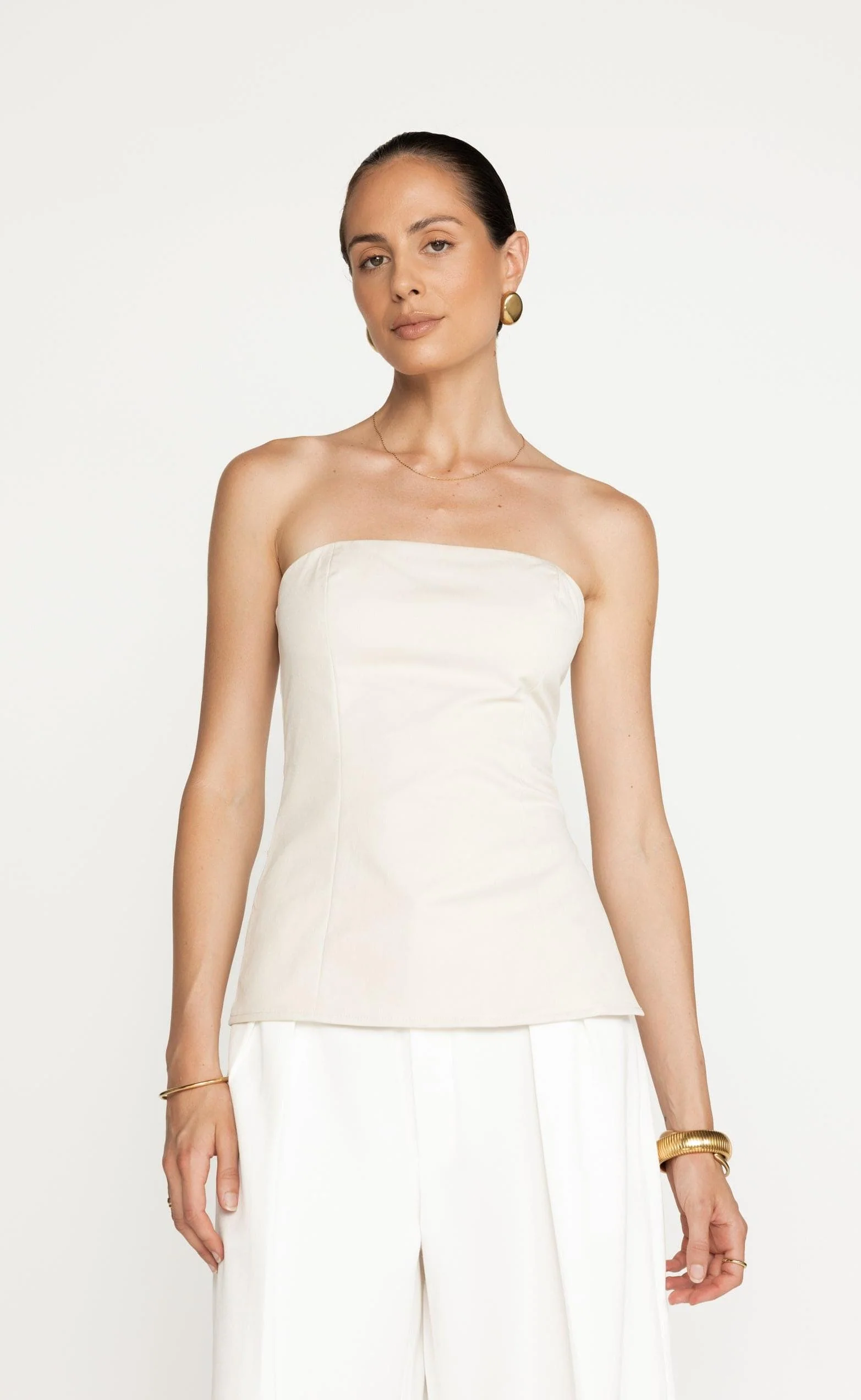 Madelaine Strapless Top (Oat) - Image 2