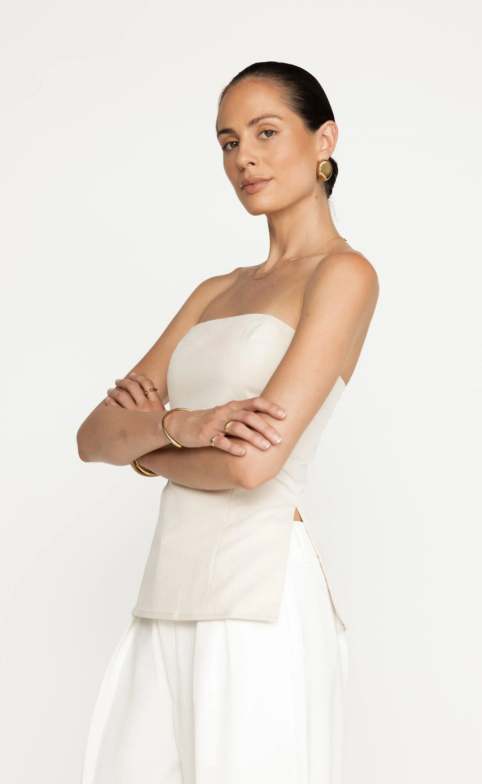 Madelaine Strapless Top (Oat) - Image 3