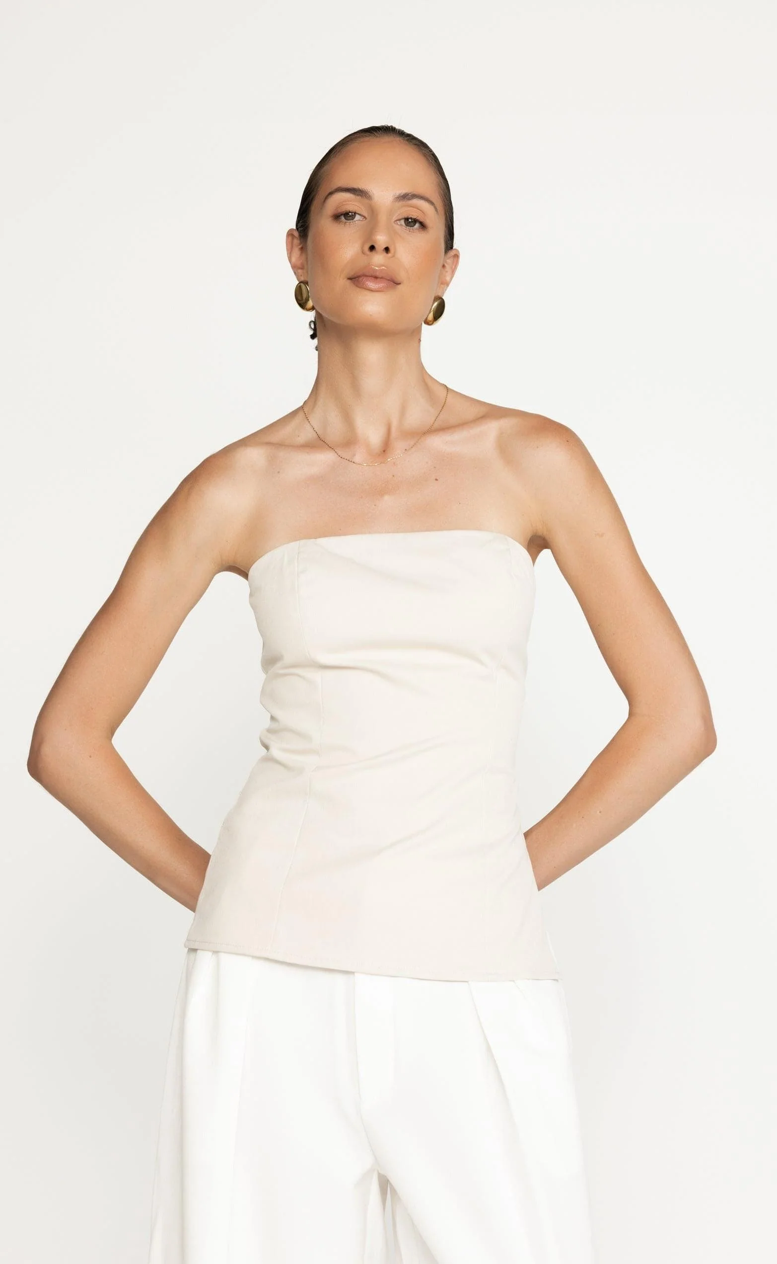 Madelaine Strapless Top (Oat) - Image 7