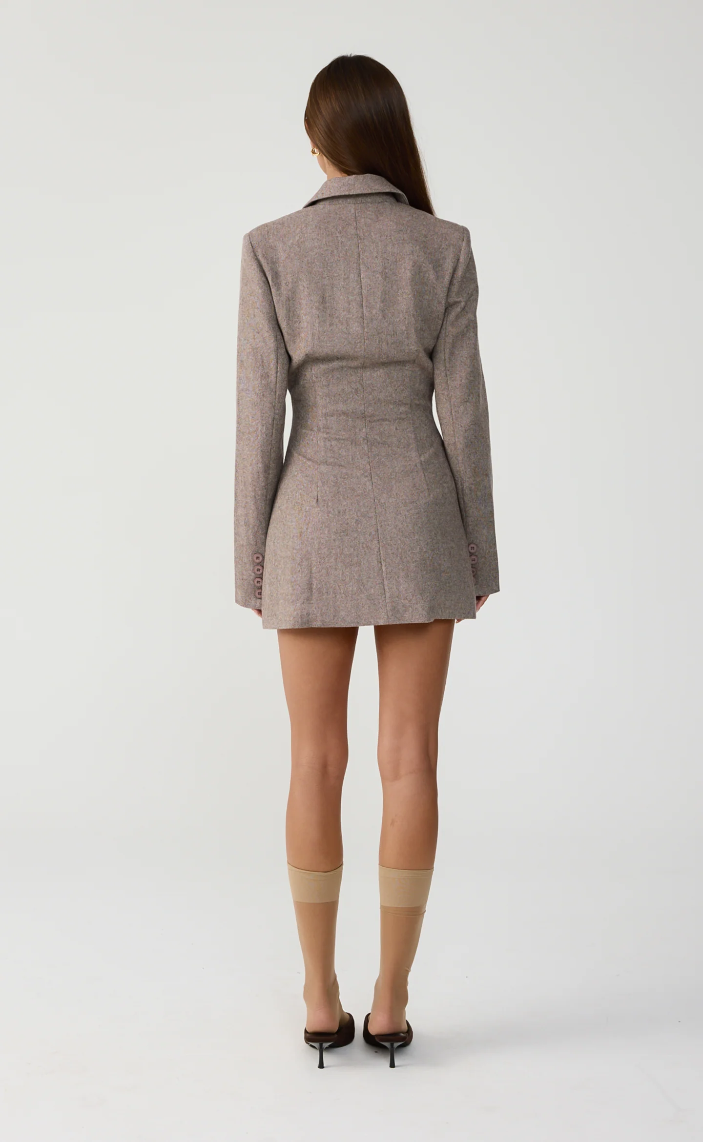 Midweek Blazer Mini Dress (Mocha Texture) - Image 3