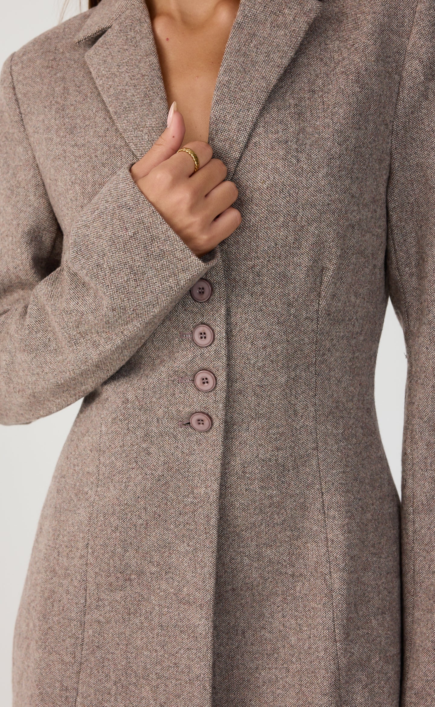 Midweek Blazer Mini Dress (Mocha Texture) - Image 5