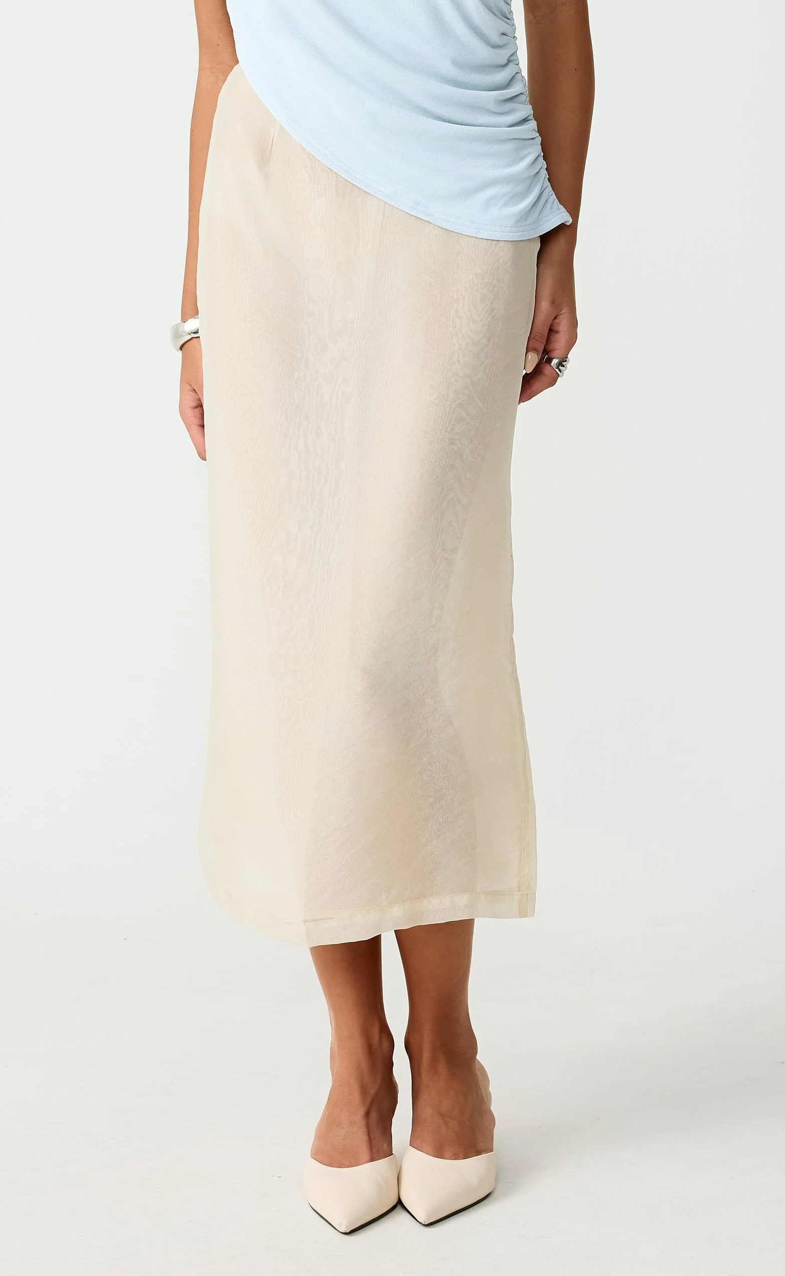 Night Out Midi Skirt (Cream) - Image 2