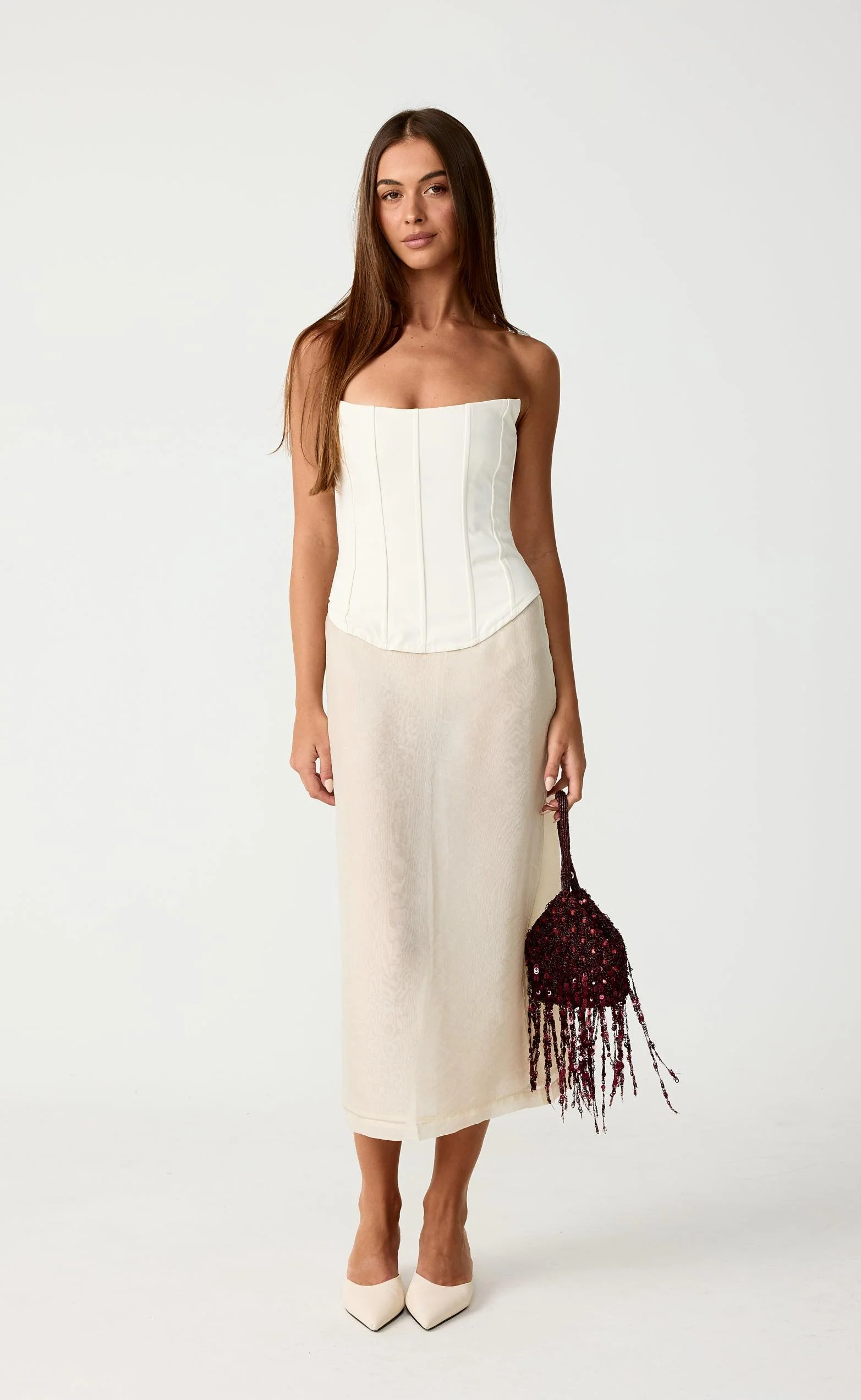 Night Out Midi Skirt (Cream) - Image 5