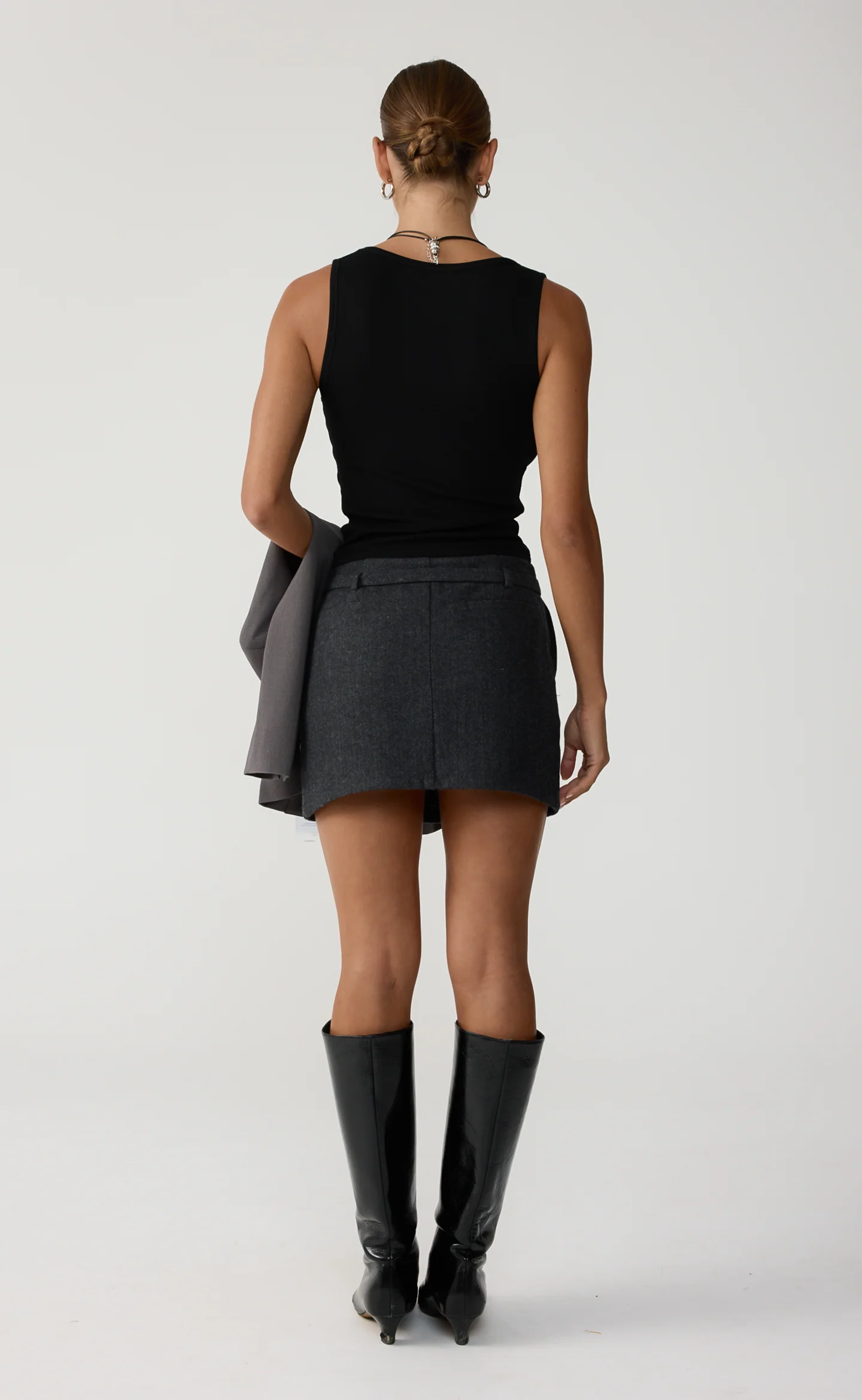 Overtime Mini Skirt (Grey Texture) - Image 3