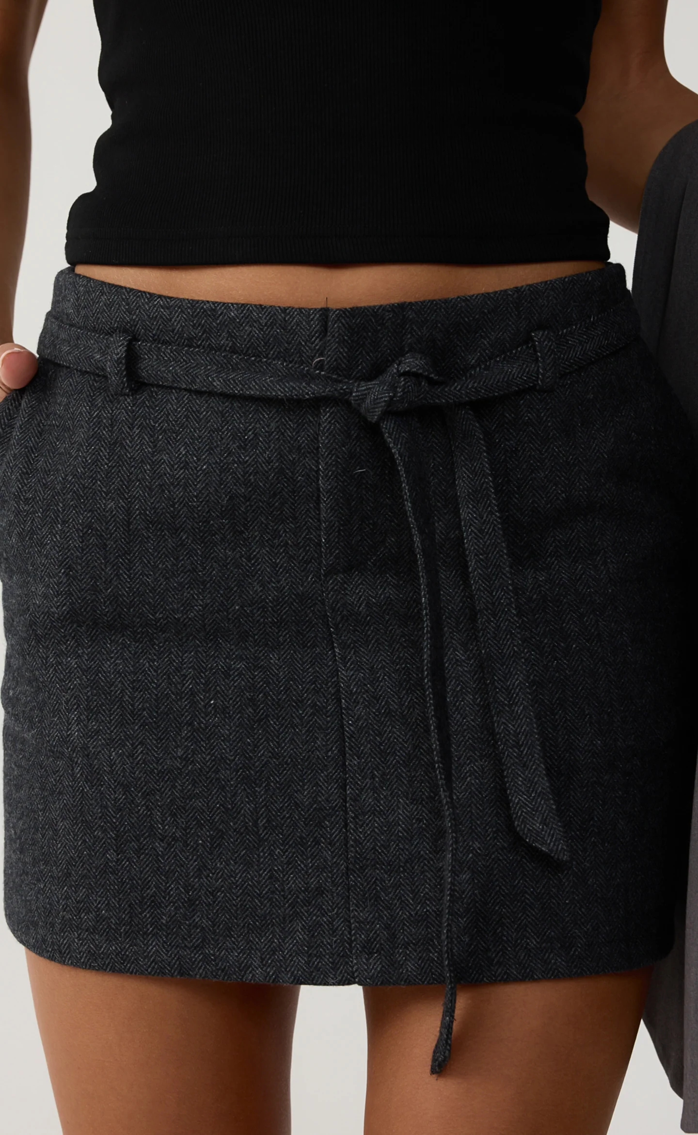 Overtime Mini Skirt (Grey Texture) - Image 5