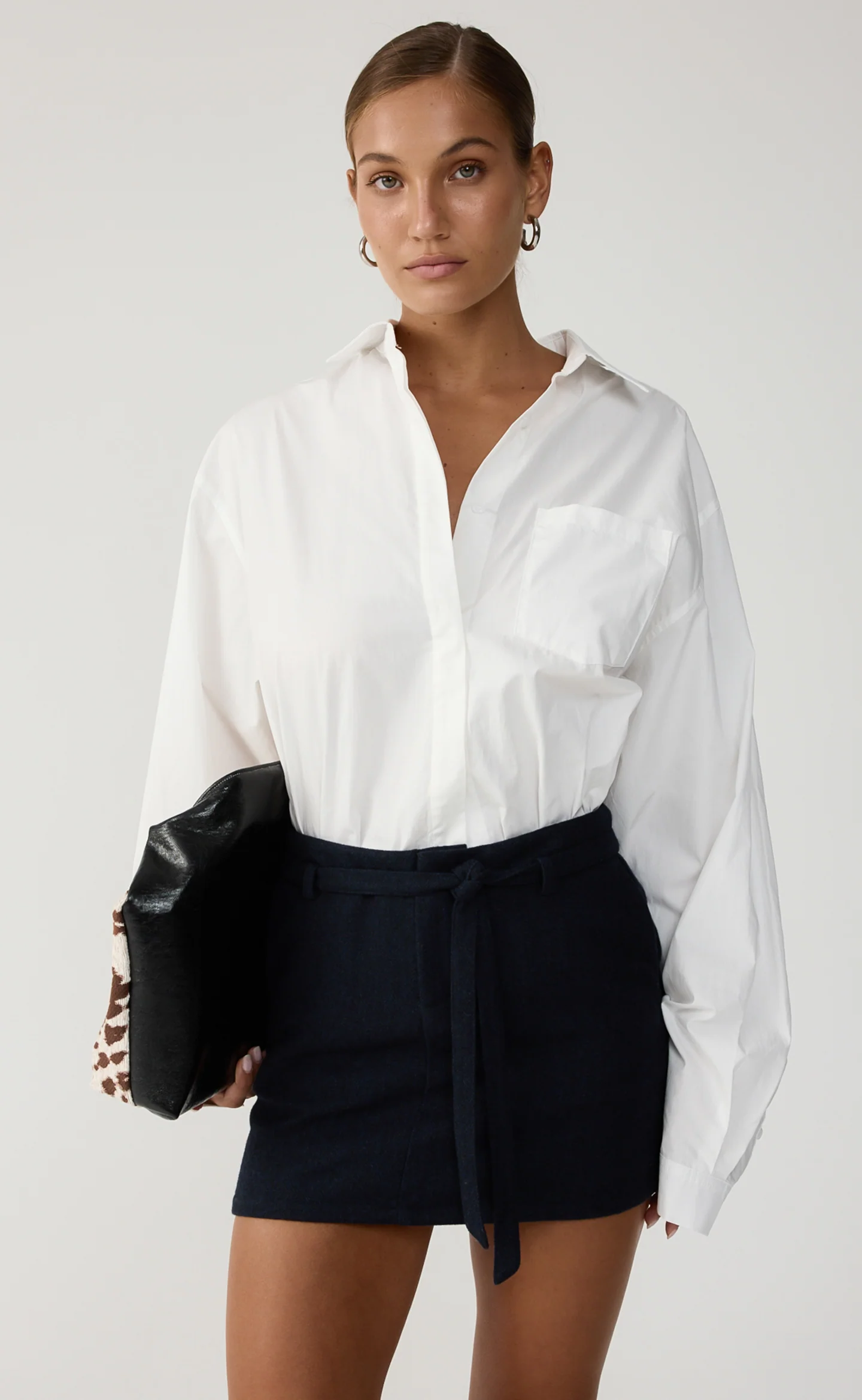 Overtime Mini Skirt (Navy Texture) - Image 2