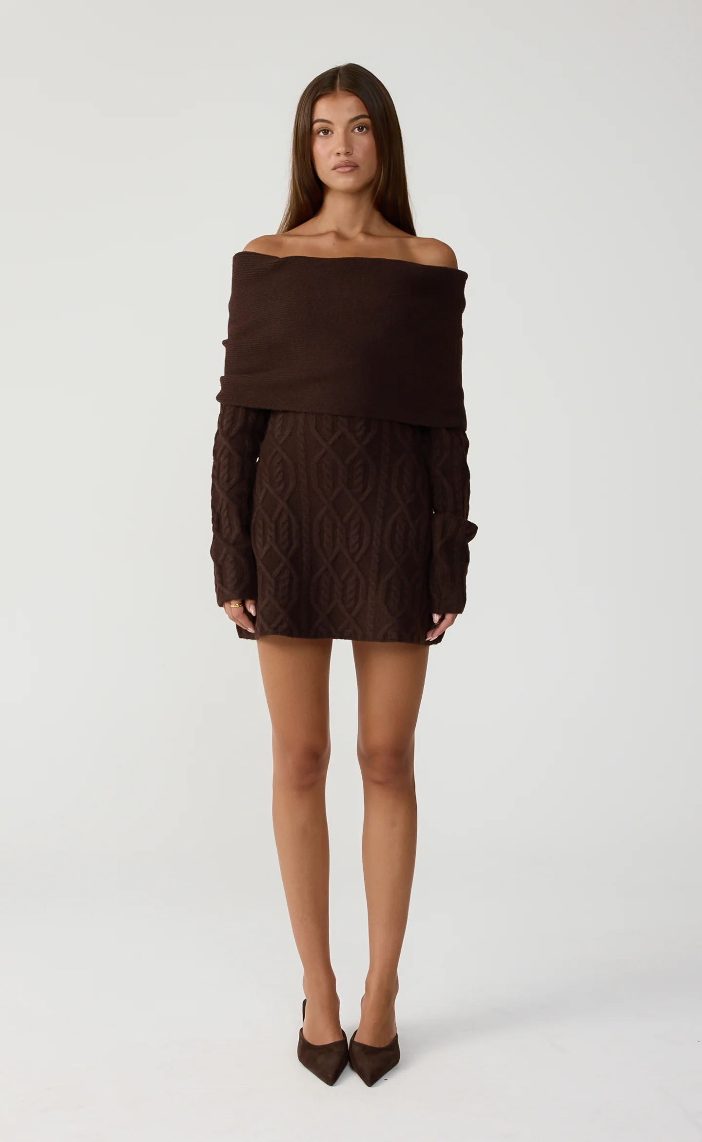 Pavati Long Sleeve Mini Dress (Chocolate Marle) - Image 2