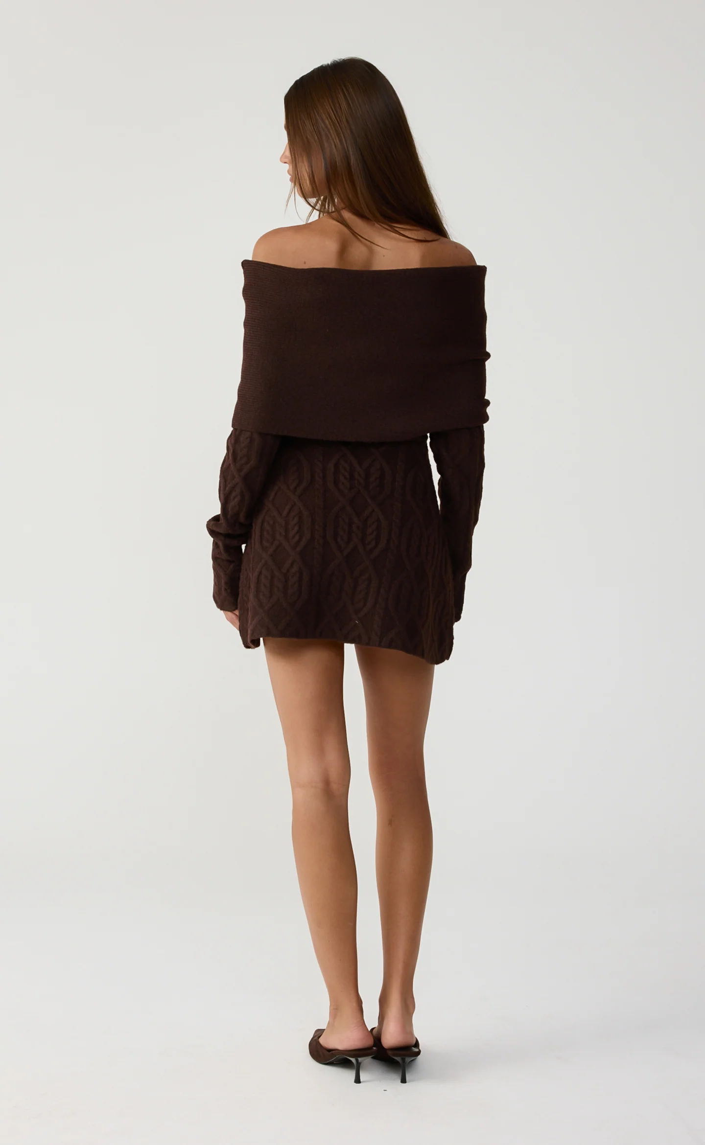Pavati Long Sleeve Mini Dress (Chocolate Marle) - Image 3