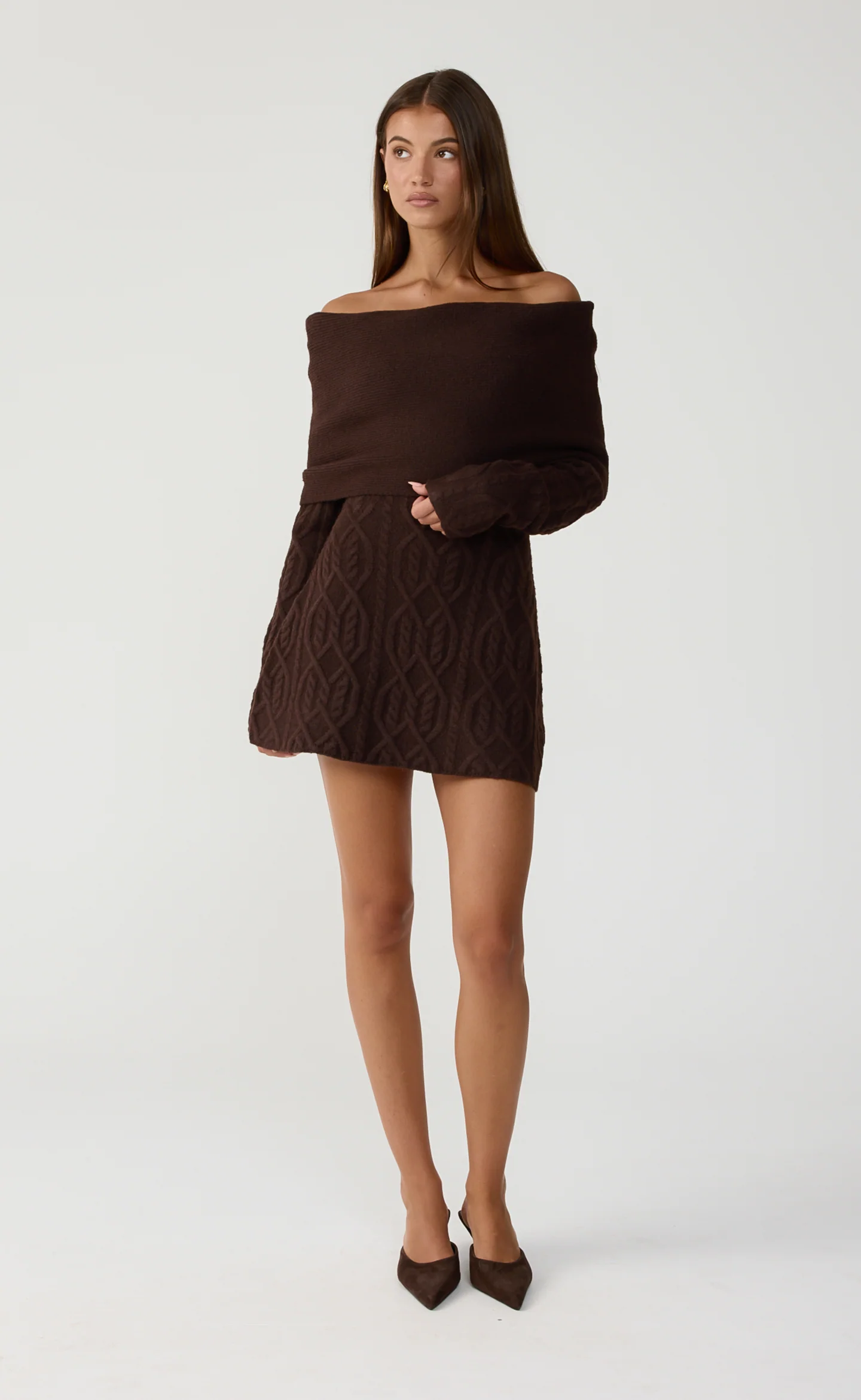 Pavati Long Sleeve Mini Dress (Chocolate Marle) - Image 5