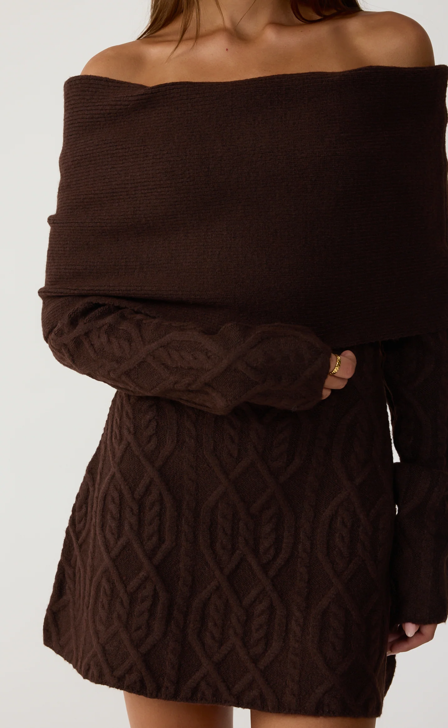 Pavati Long Sleeve Mini Dress (Chocolate Marle) - Image 6