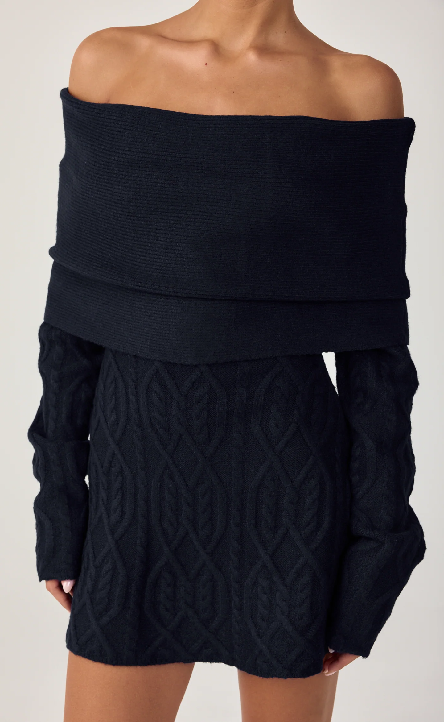 Pavati Long Sleeve Mini Dress (Navy) - Image 2