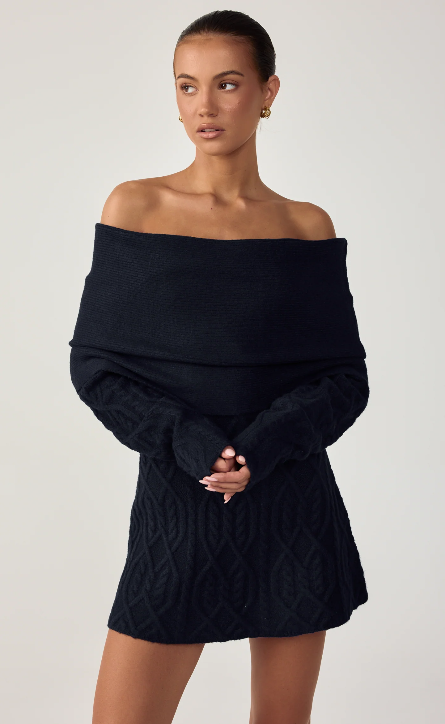 Pavati Long Sleeve Mini Dress (Navy) - Image 6