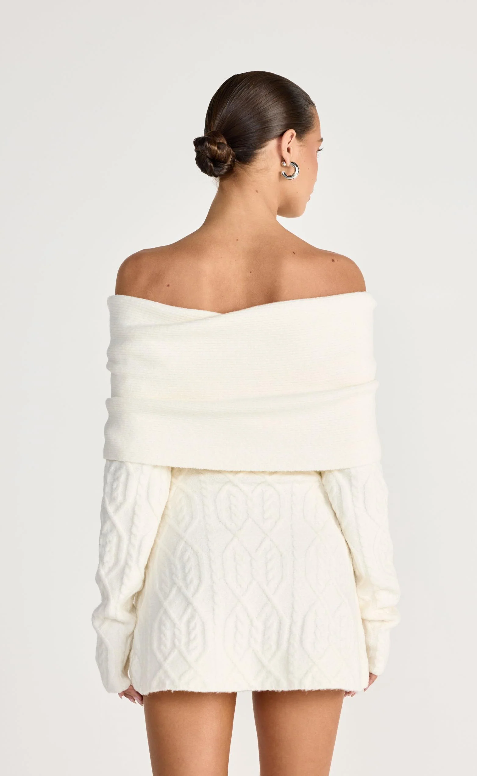 Pavati Long Sleeve Mini Dress (Off White) - Image 2